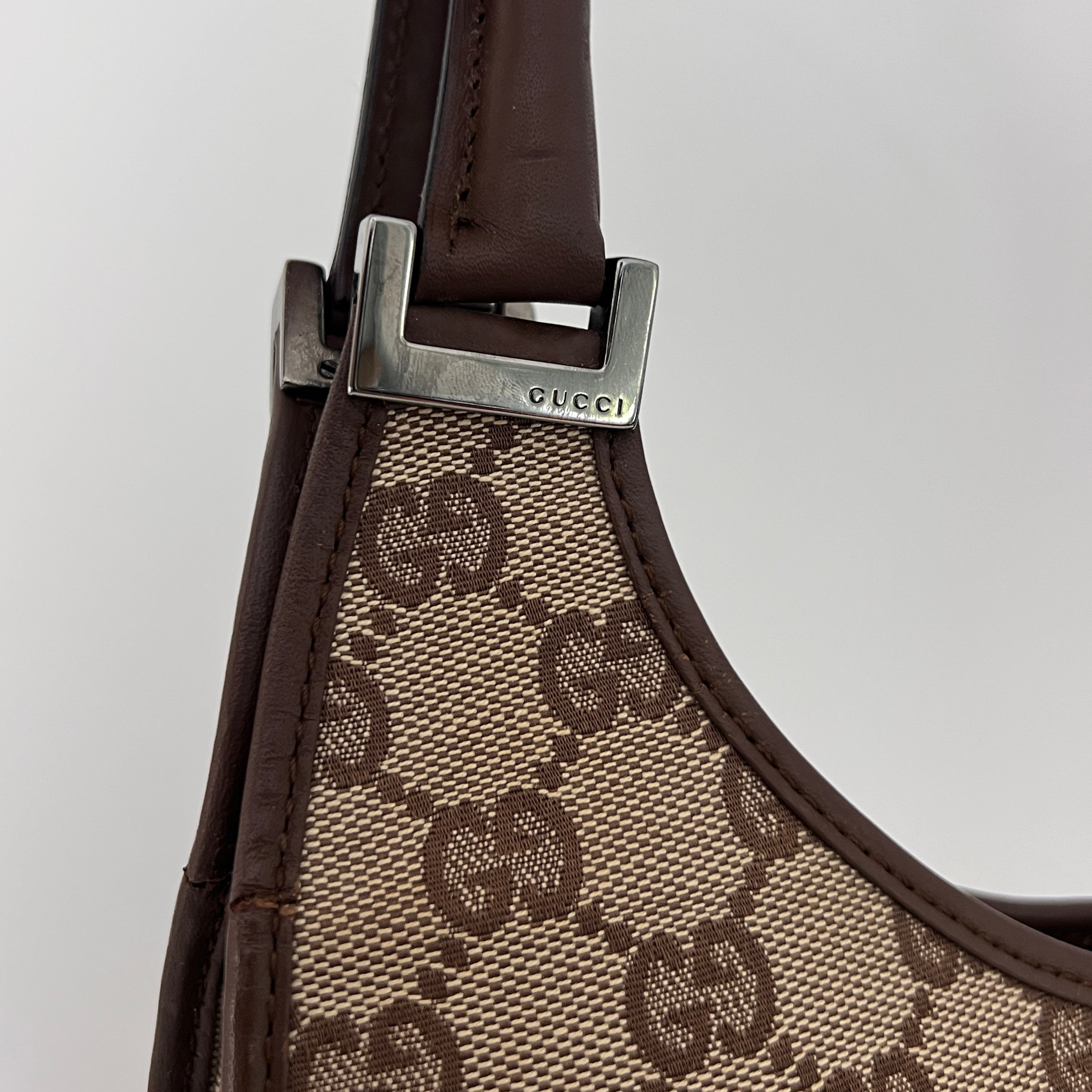GUCCI Jackie brown canvas and leather bag