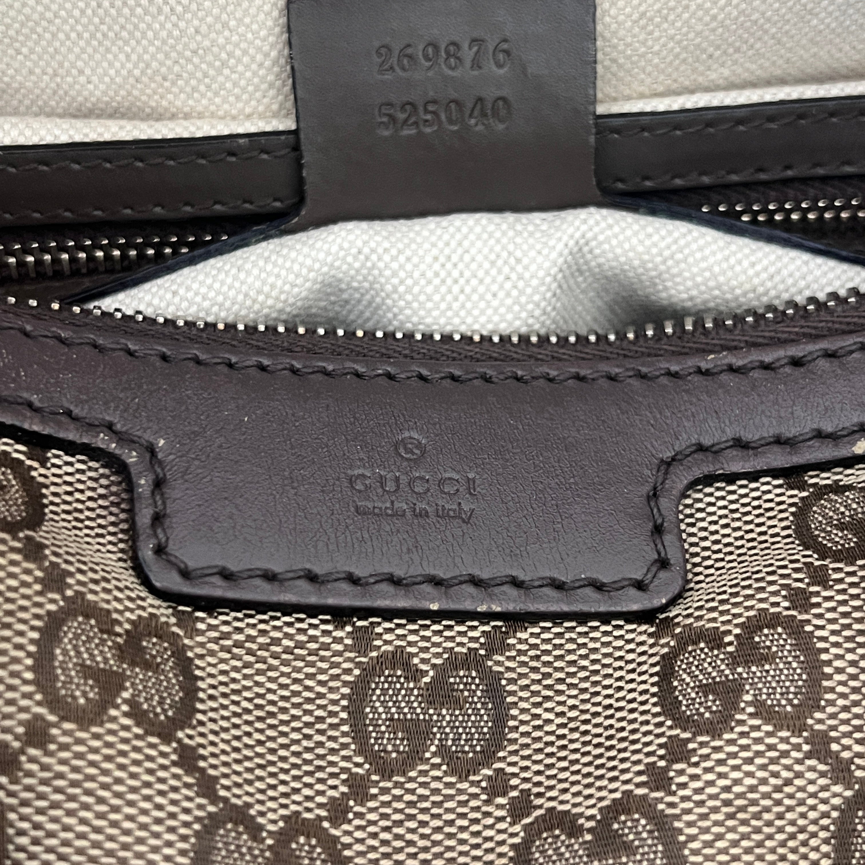 GUCCI Boston Brown Canvas and Leather Bag