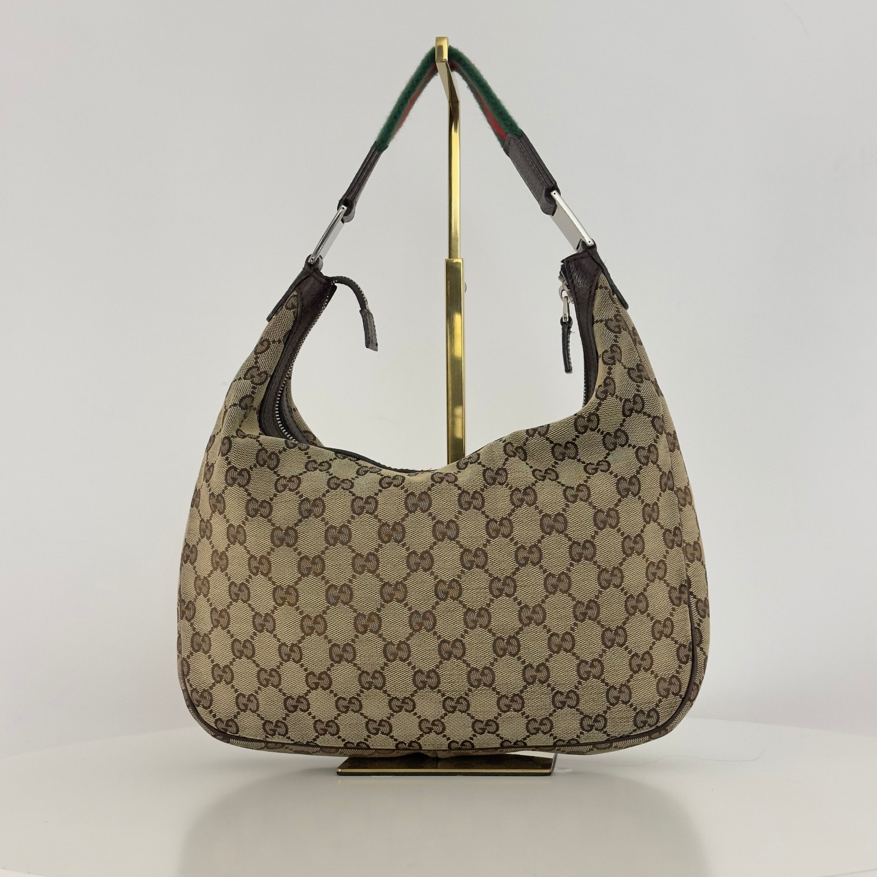 Sac à main GUCCI Hobo toile et cuir marron