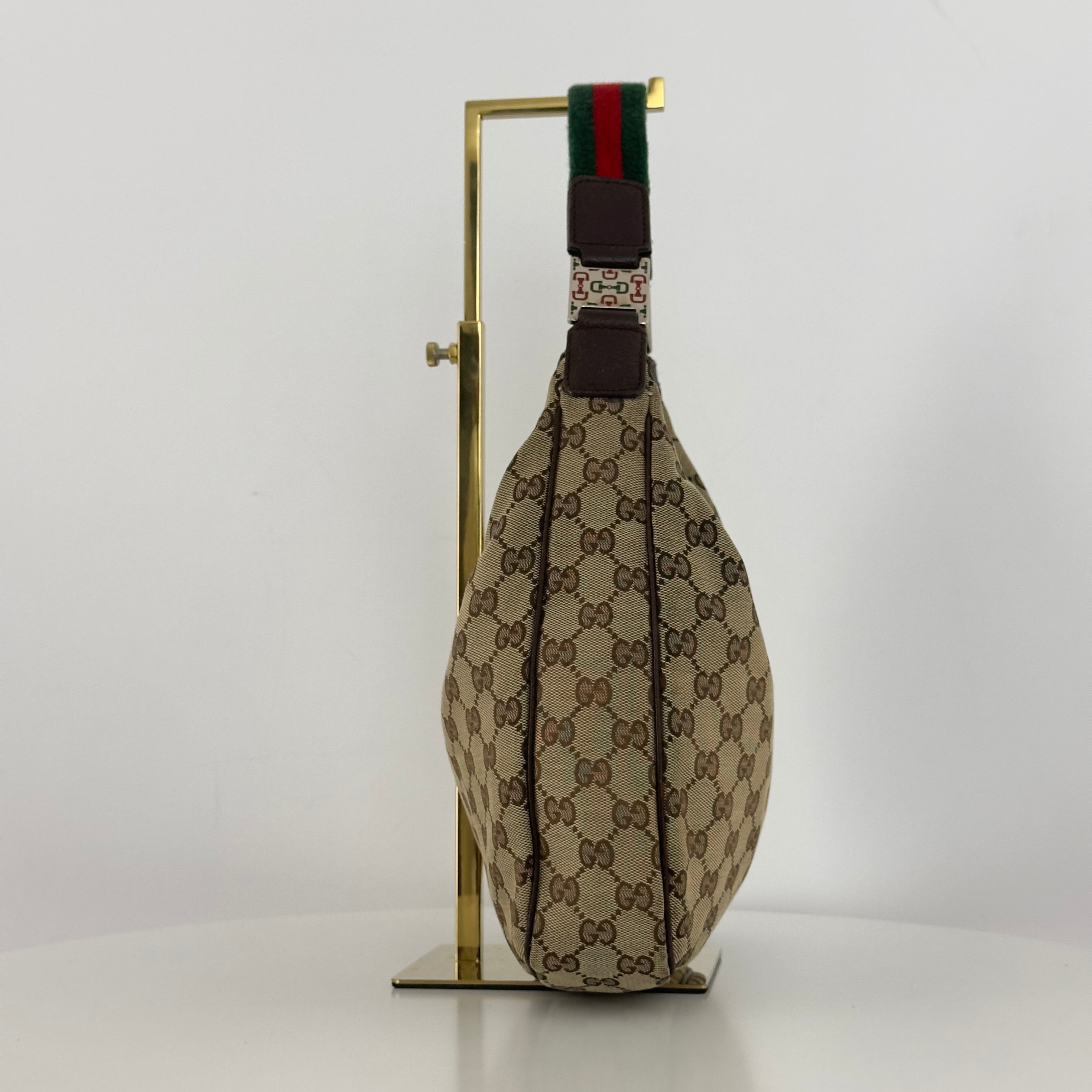 Sac à main GUCCI Hobo toile et cuir marron