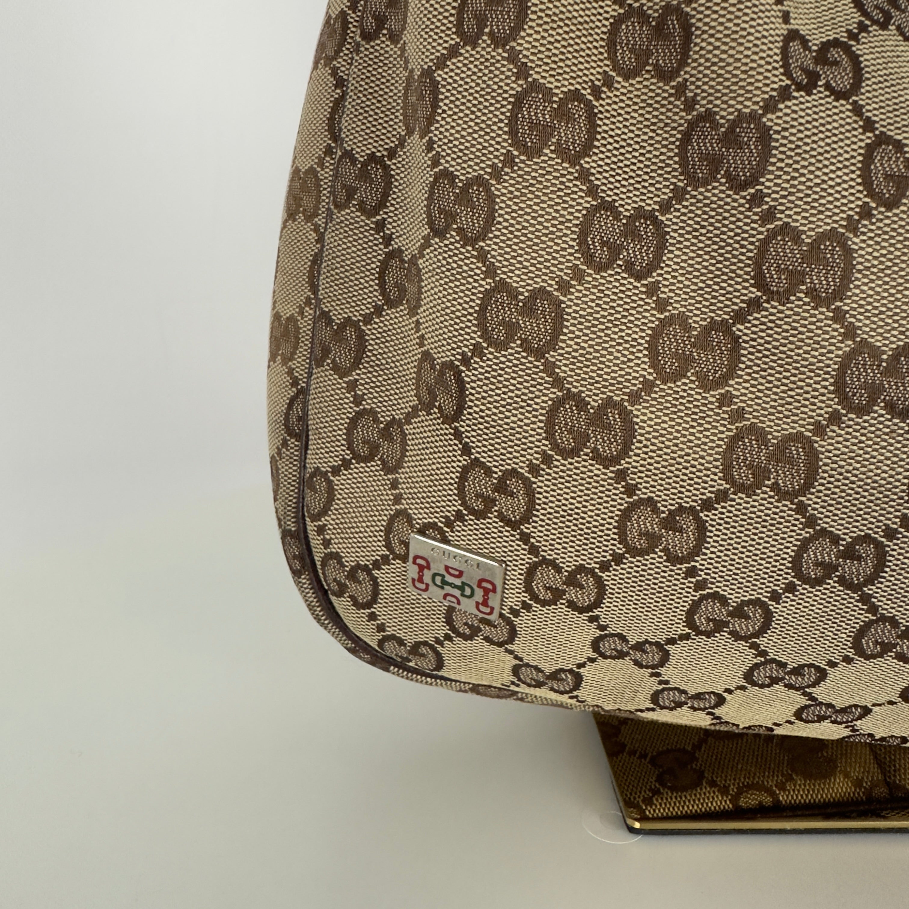 Sac à main GUCCI Hobo toile et cuir marron