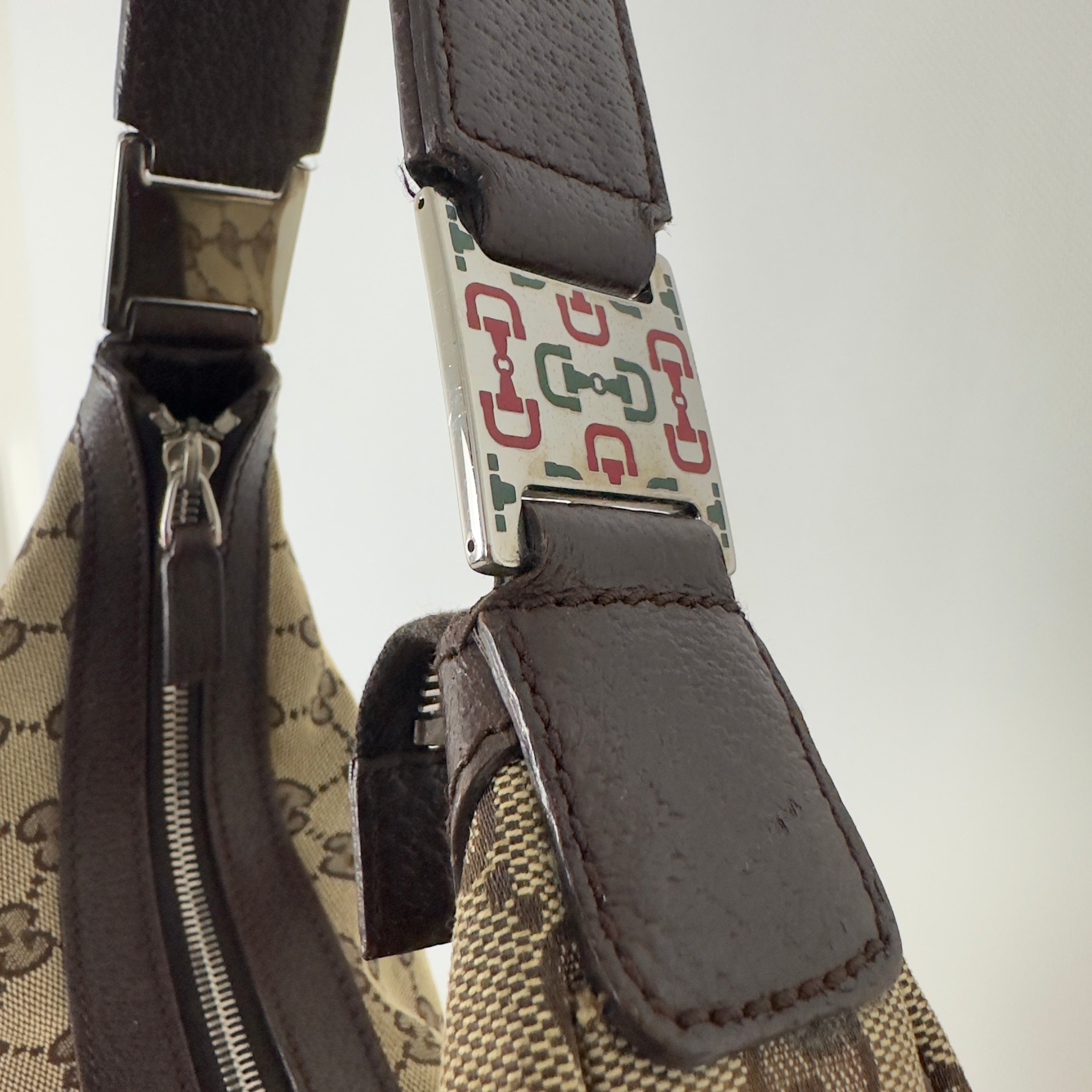 Sac à main GUCCI Hobo toile et cuir marron