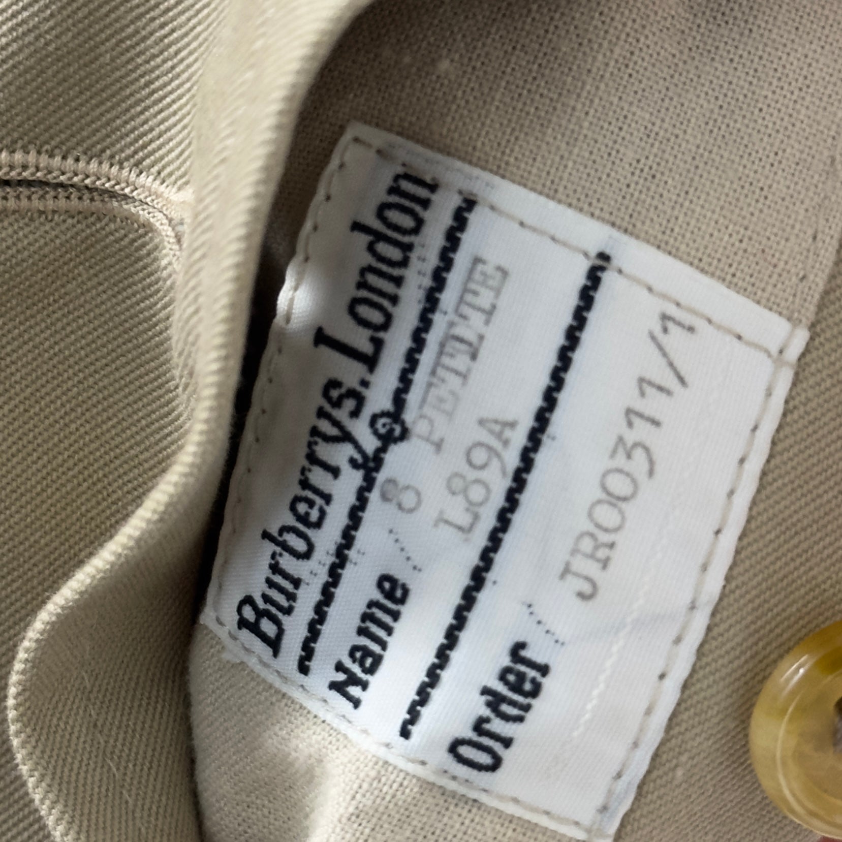 BURBERRY trench coat, size S, beige cotton