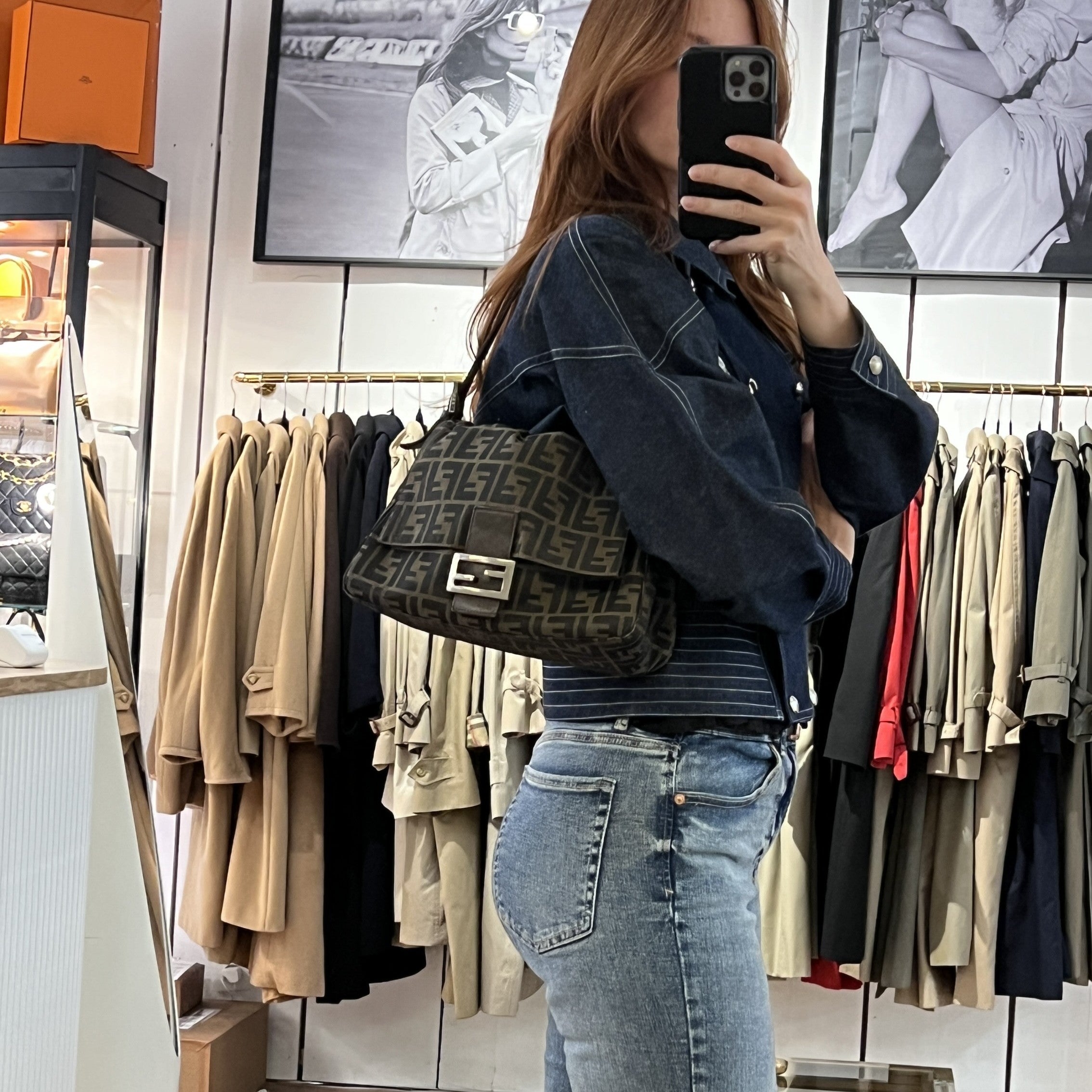 Sac FENDI Mamma toile et cuir marron