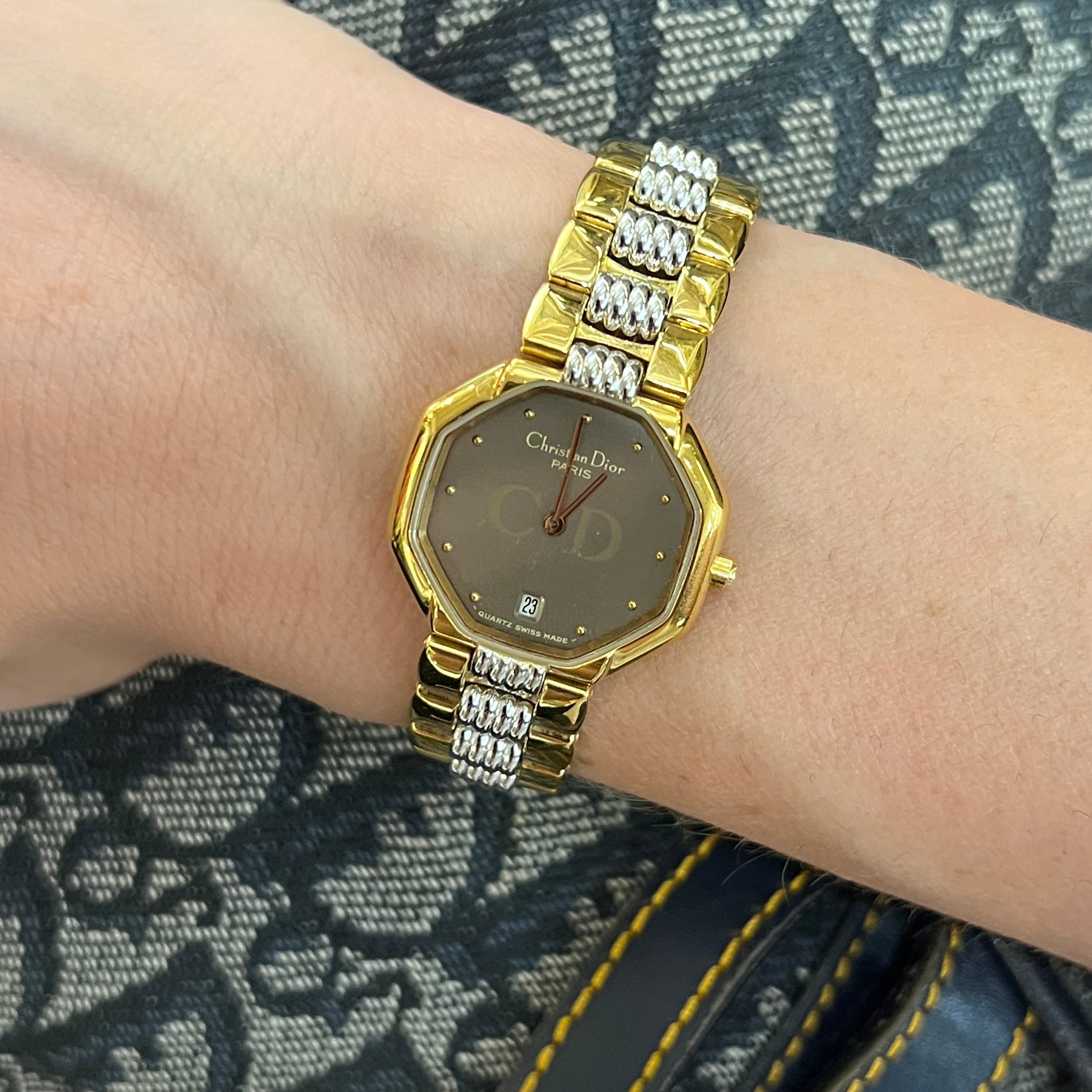 Montre DIOR Octagon plaqué or doré