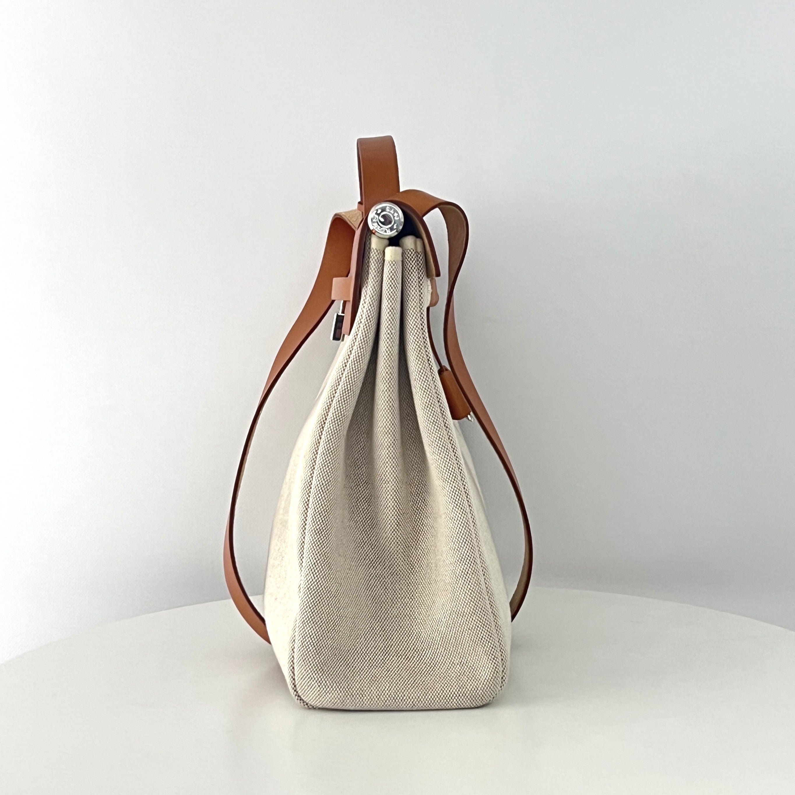 Sac à main HERMÈS Herbag 39 toile et cuir marron