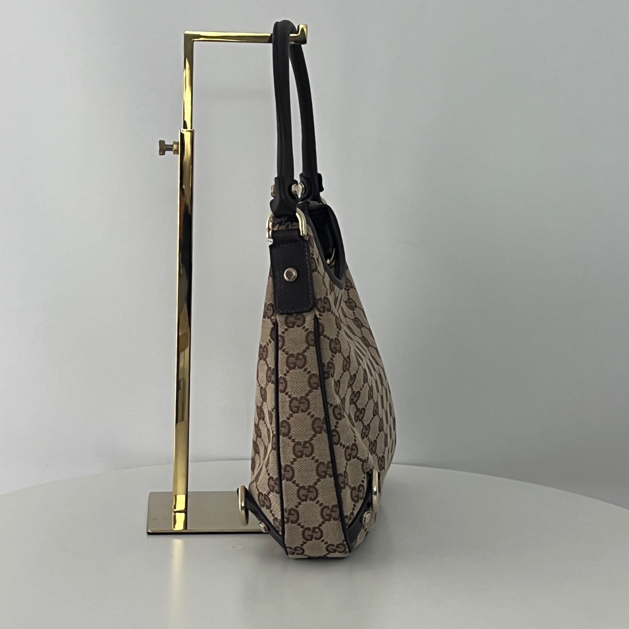 Sac à main GUCCI Hobo Abbey toile et cuir marron
