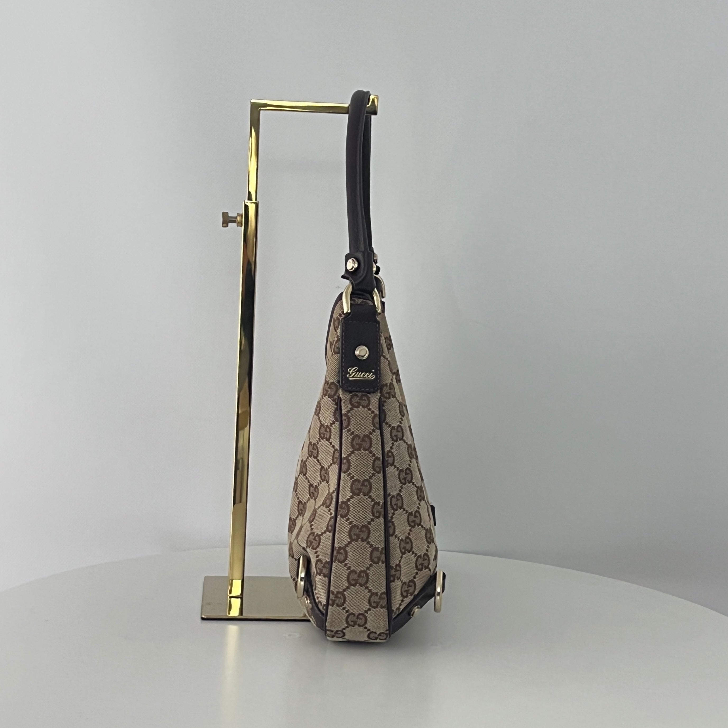 Sac à main GUCCI Hobo Abbey toile et cuir marron