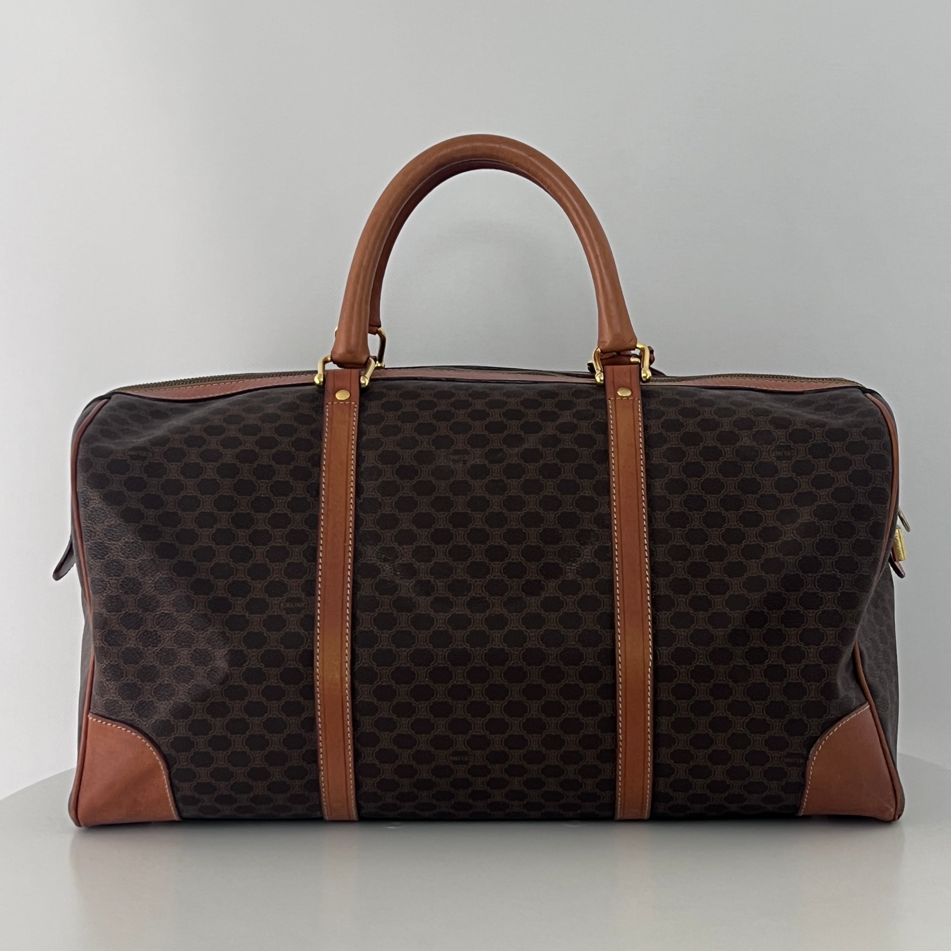 Sac à main CELINE Boston 45 toile et cuir marron