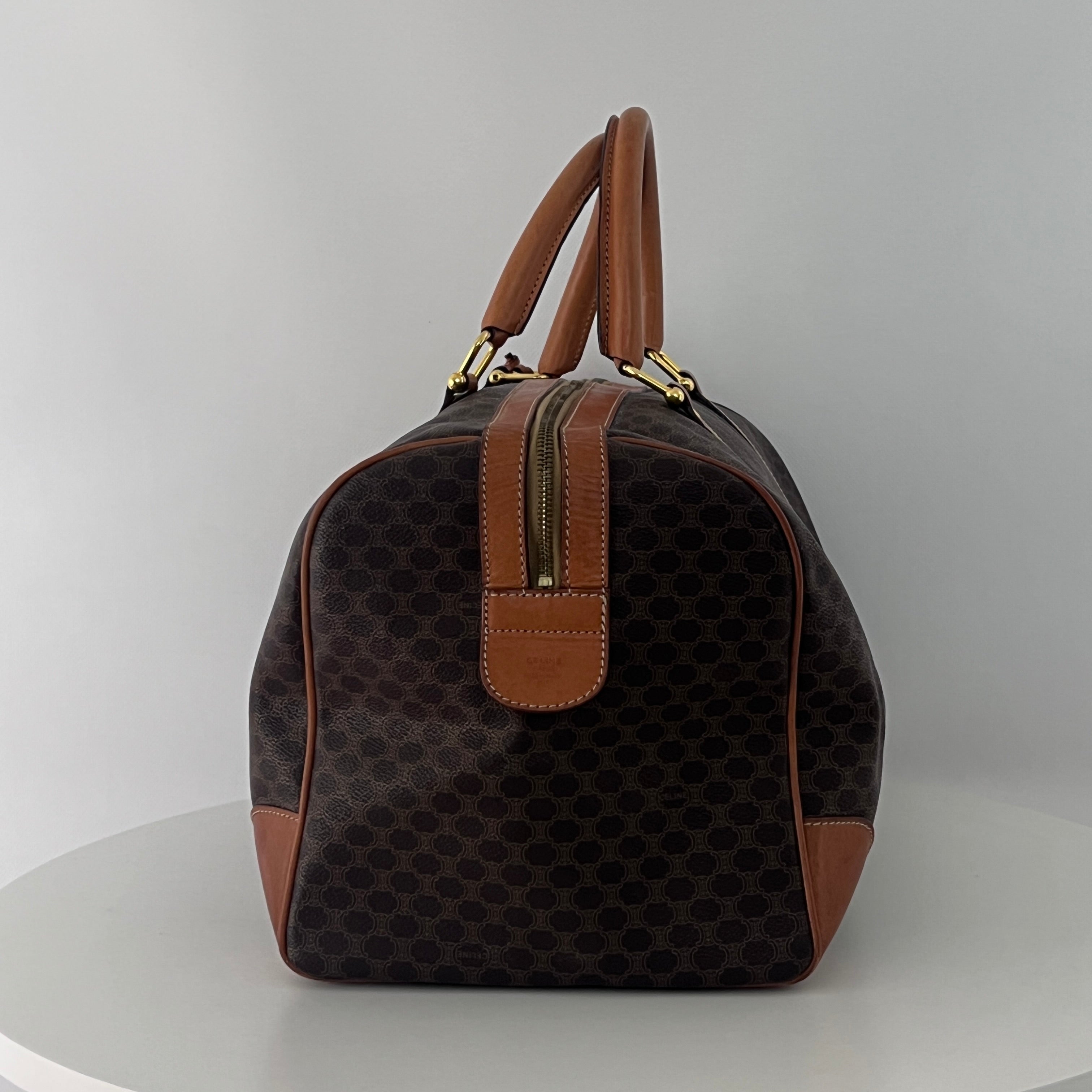 Sac à main CELINE Boston 45 toile et cuir marron