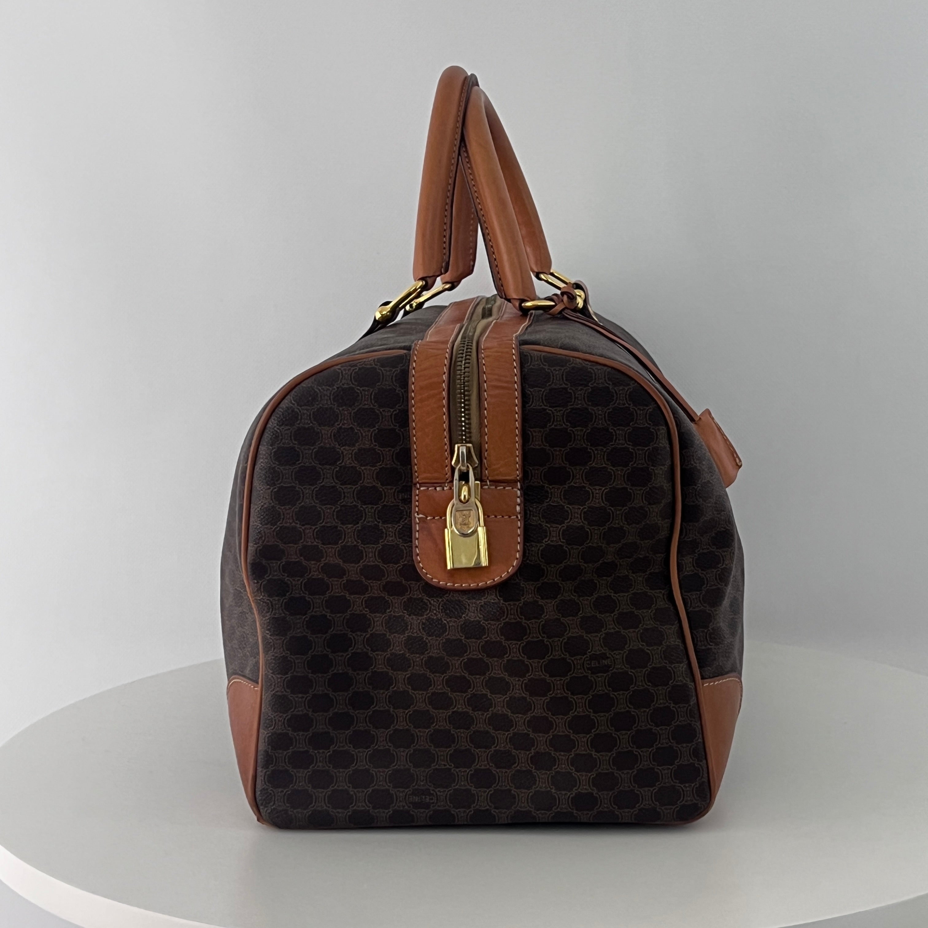 Sac à main CELINE Boston 45 toile et cuir marron