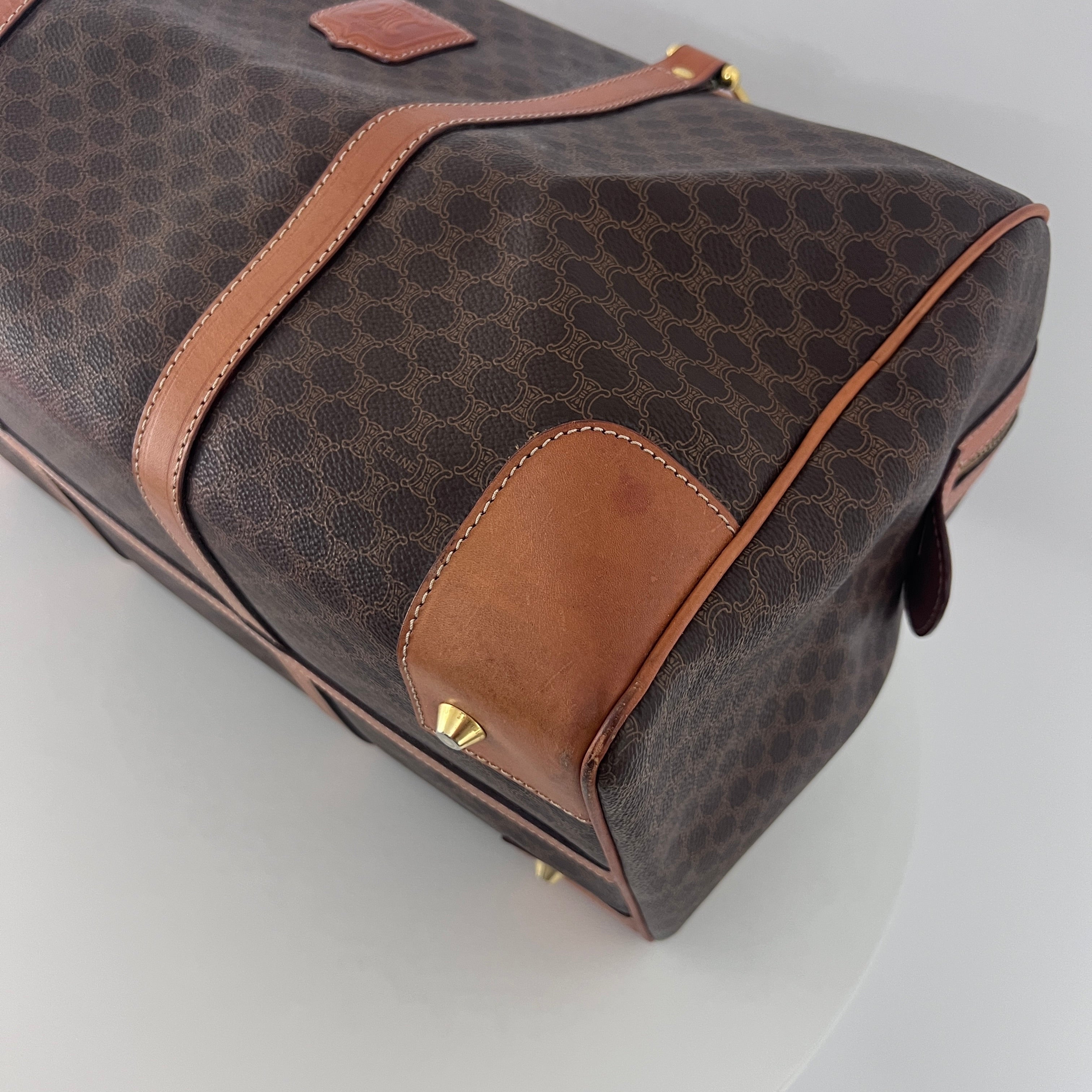 Sac à main CELINE Boston 45 toile et cuir marron