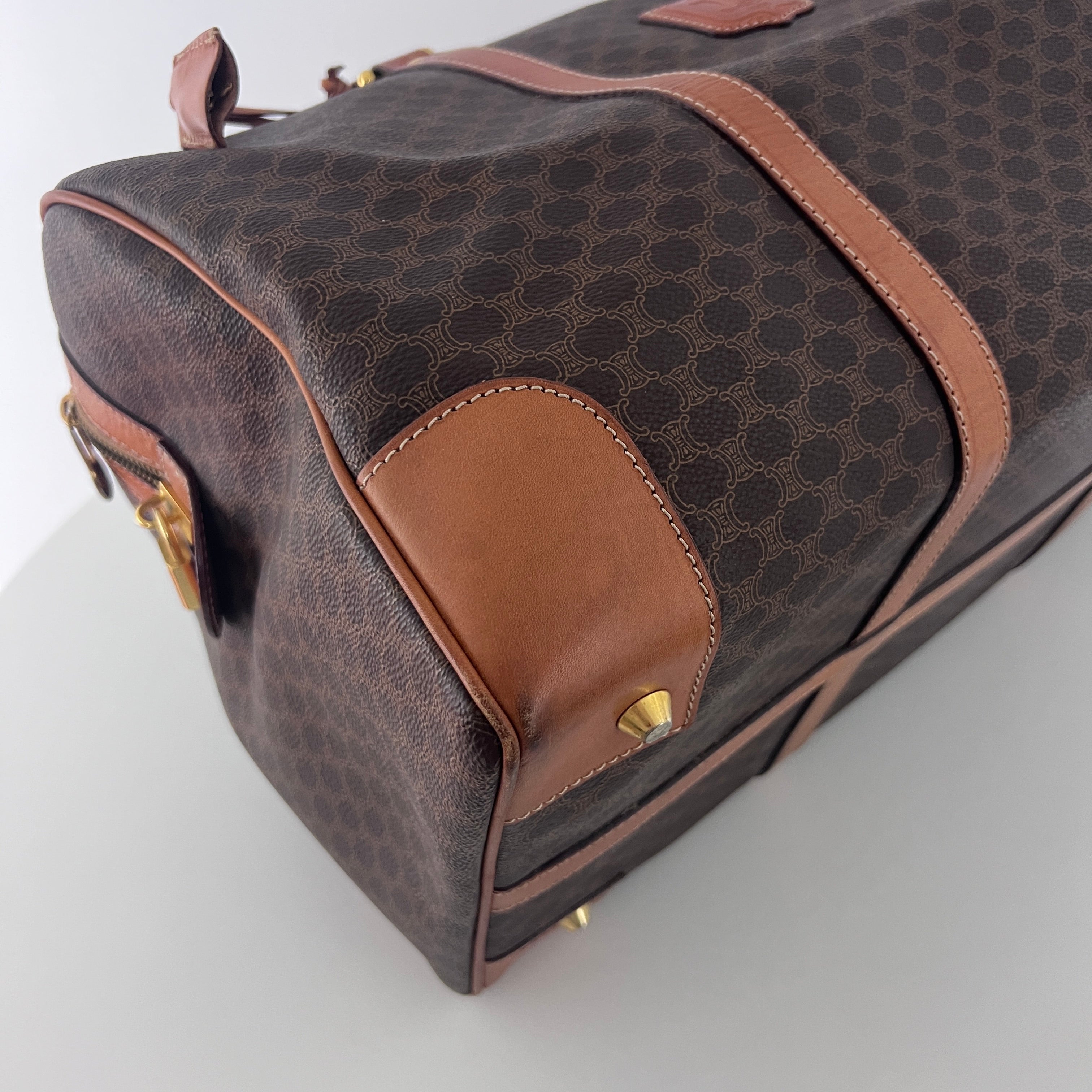 Sac à main CELINE Boston 45 toile et cuir marron