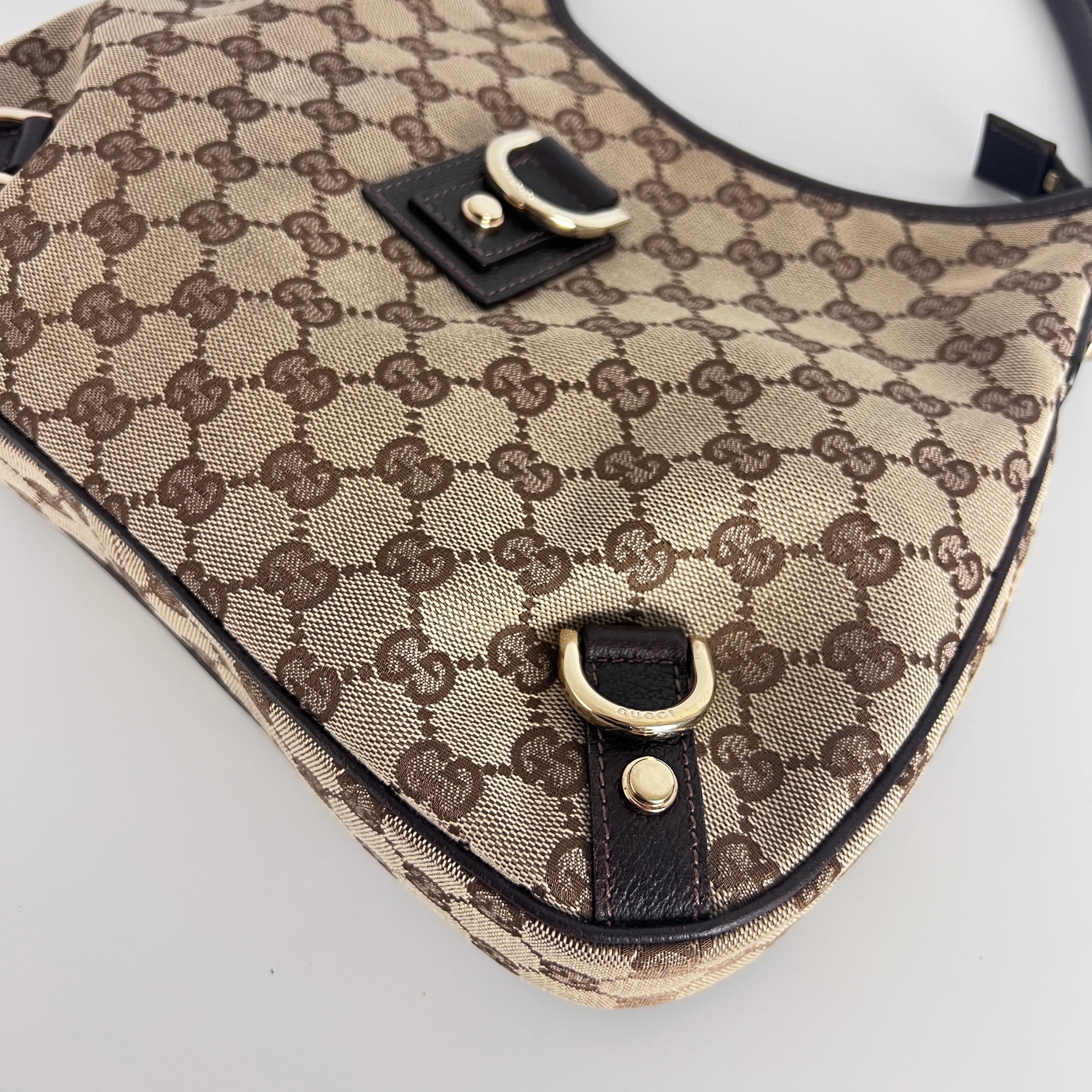 Sac à main GUCCI Hobo Abbey toile et cuir marron