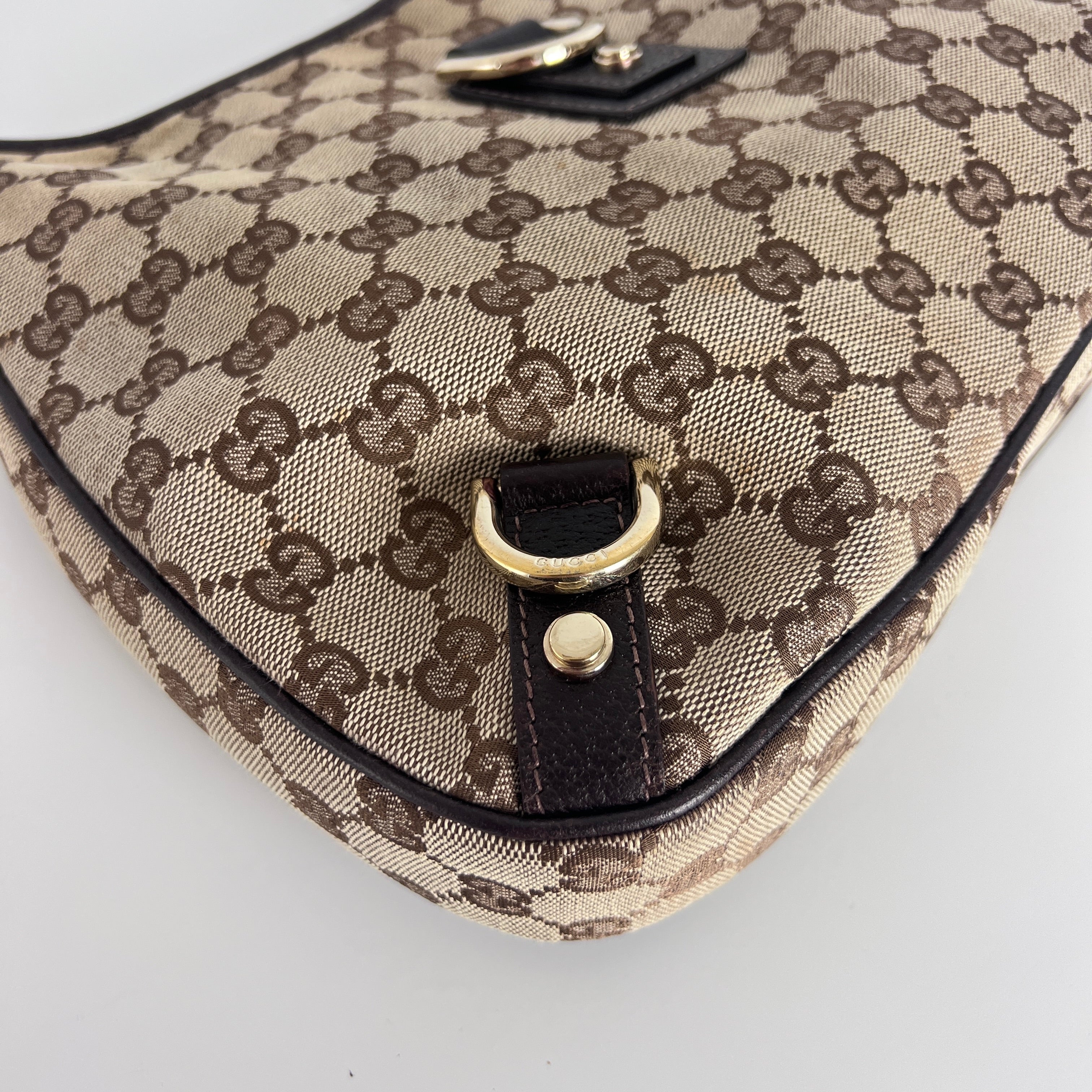 Sac à main GUCCI Hobo Abbey toile et cuir marron