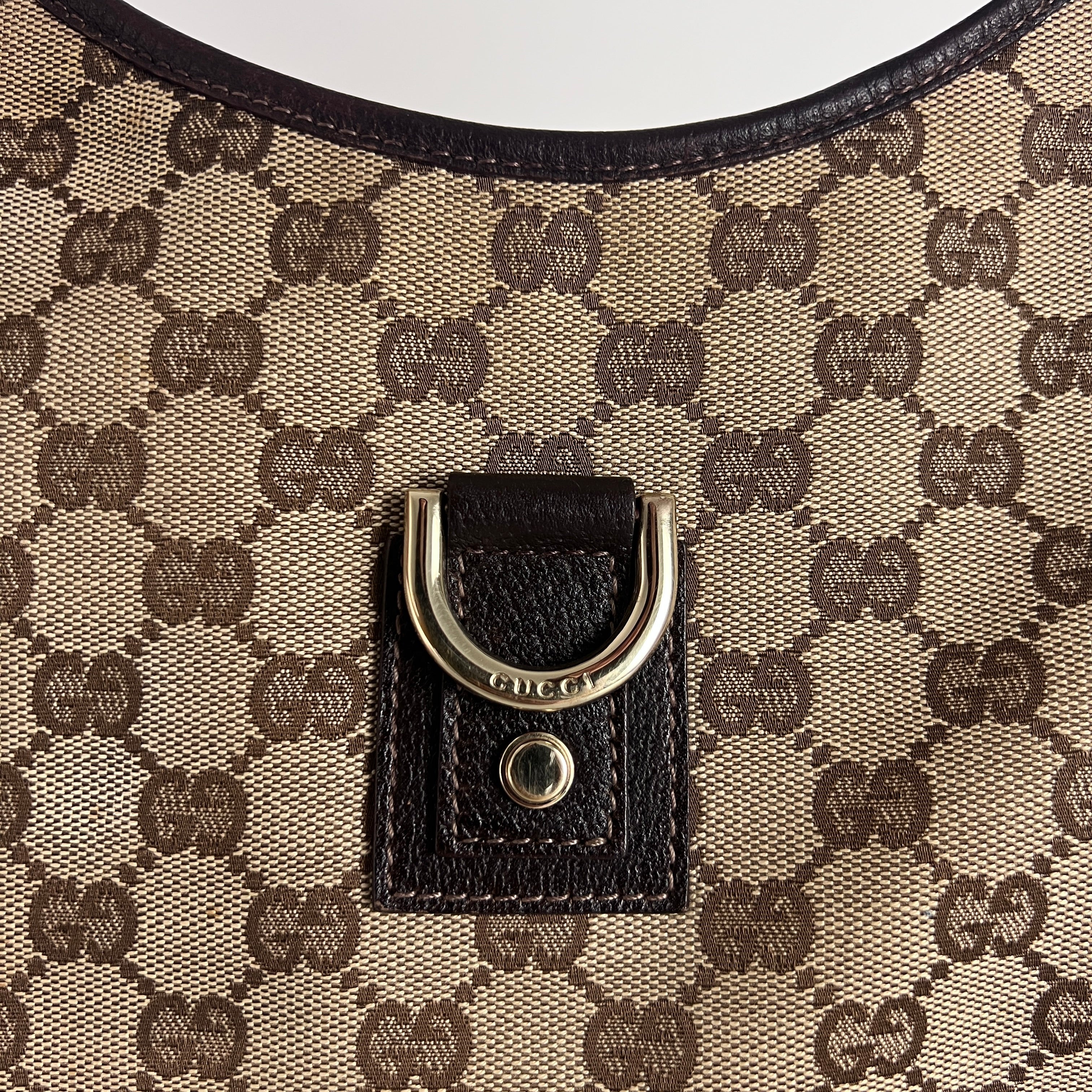 Sac à main GUCCI Hobo Abbey toile et cuir marron
