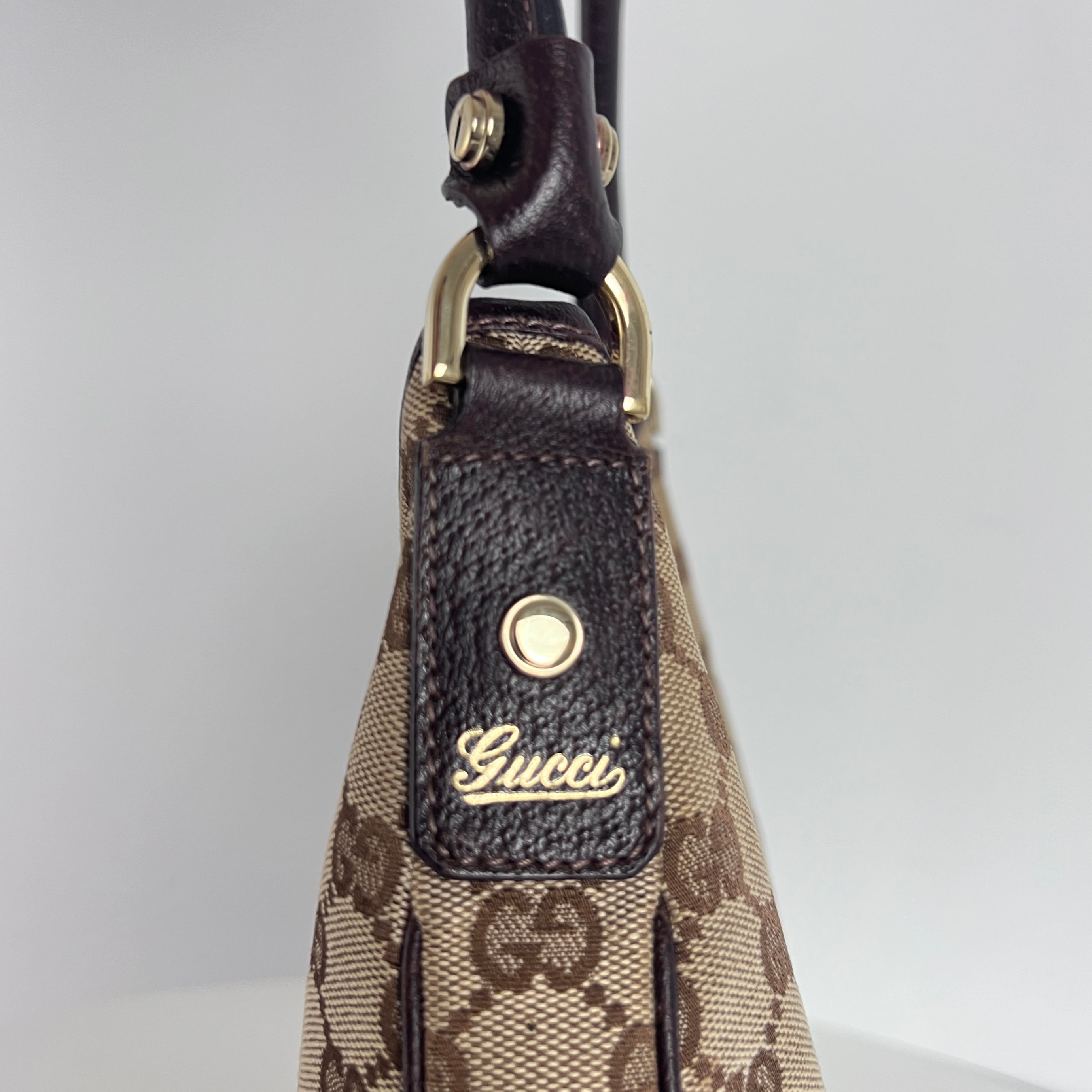 Sac à main GUCCI Hobo Abbey toile et cuir marron