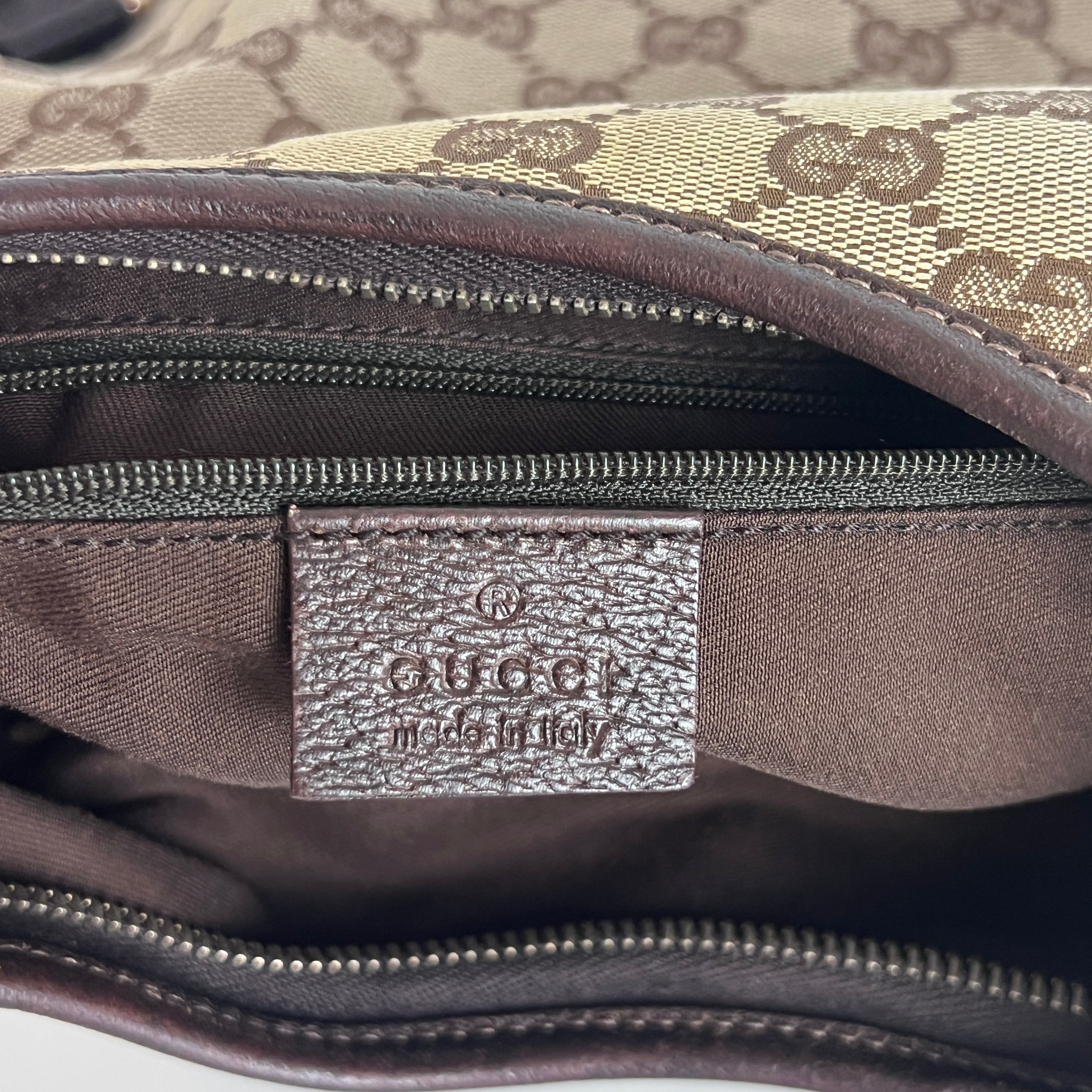Sac à main GUCCI Hobo Abbey toile et cuir marron