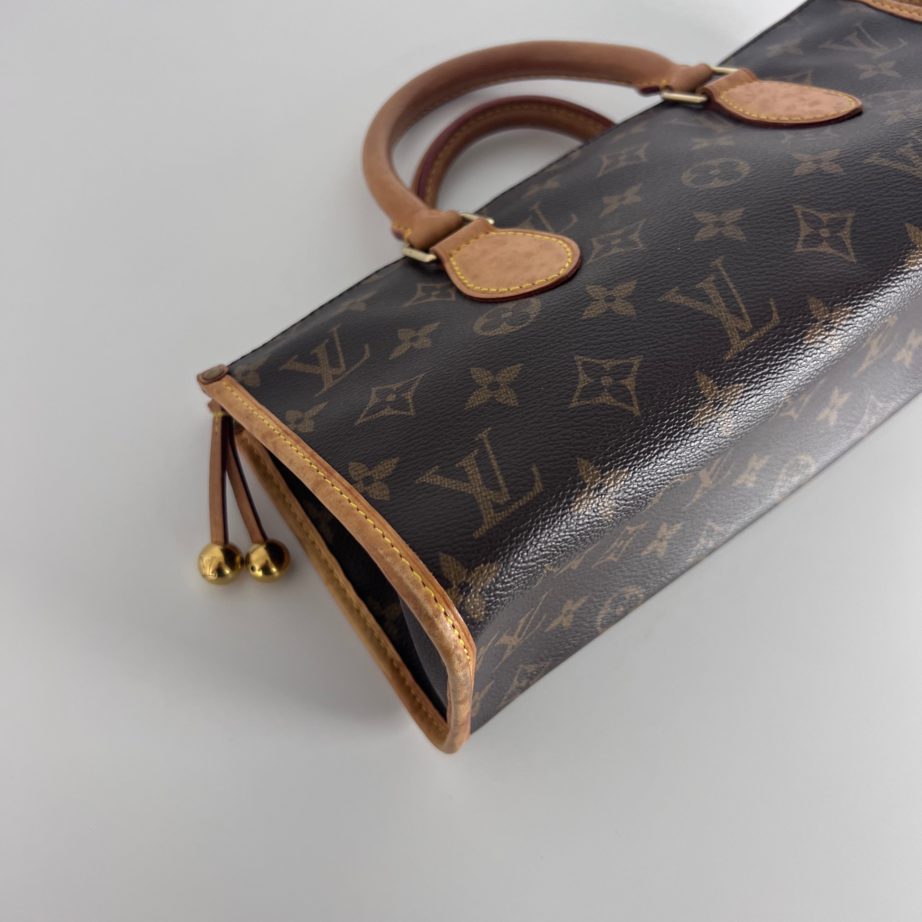 Sac à main LOUIS VUITTON Popincourt toile et cuir marron