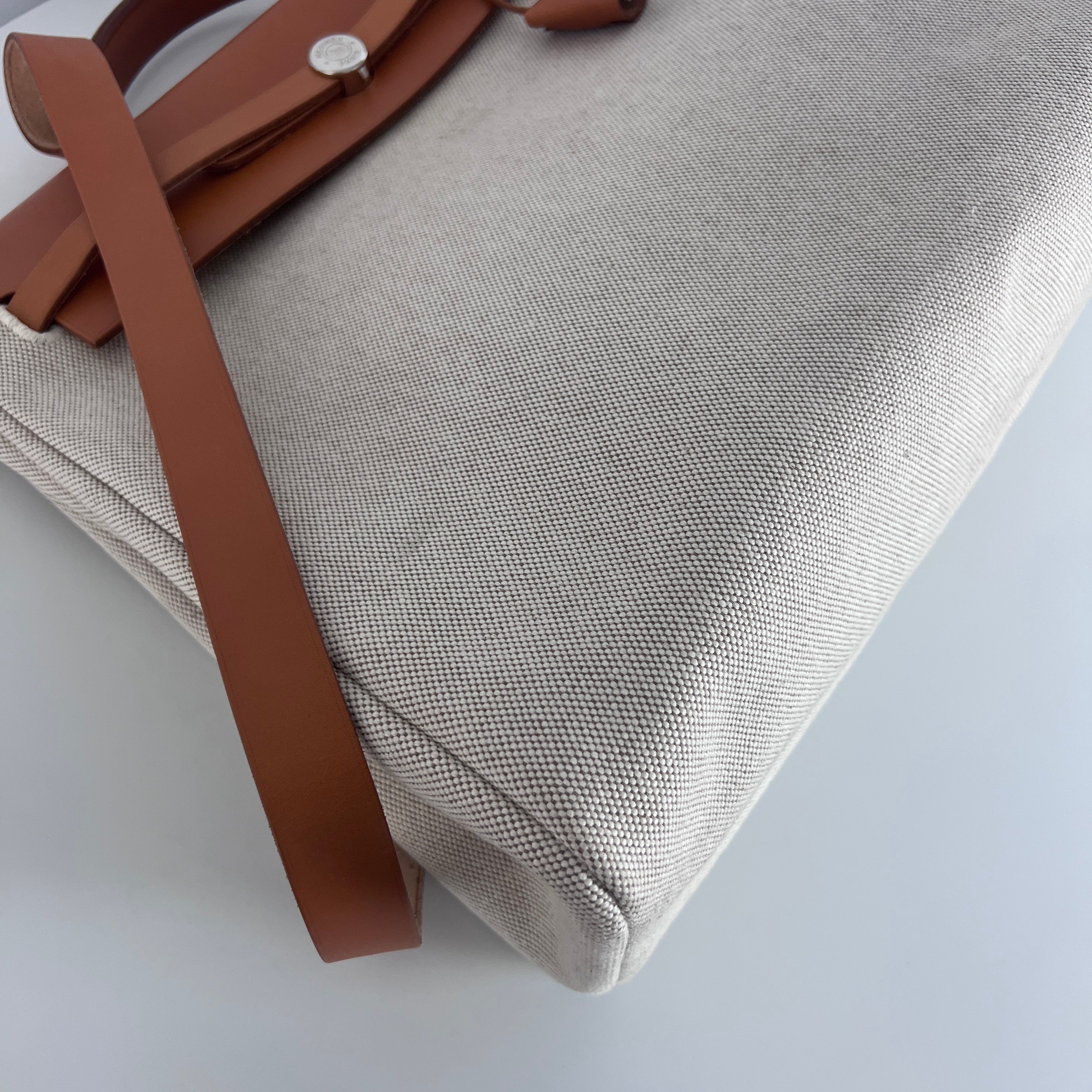 Sac à main HERMÈS Herbag 39 toile et cuir marron