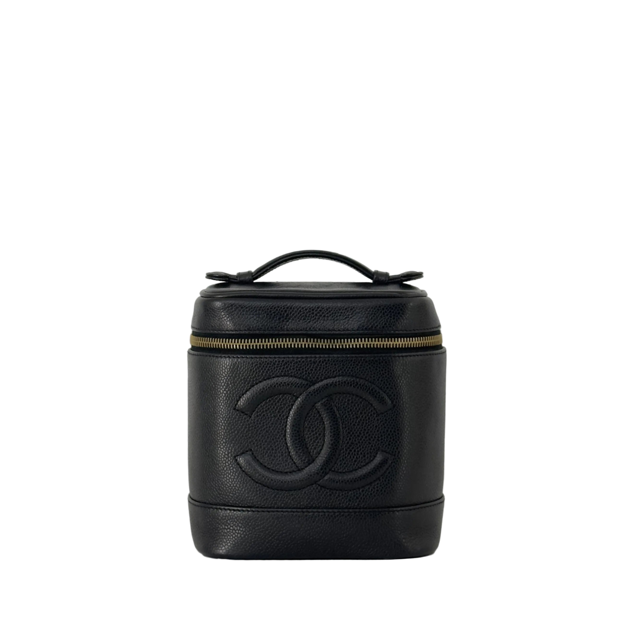 Vanity Case CHANEL CC en cuir caviar noir