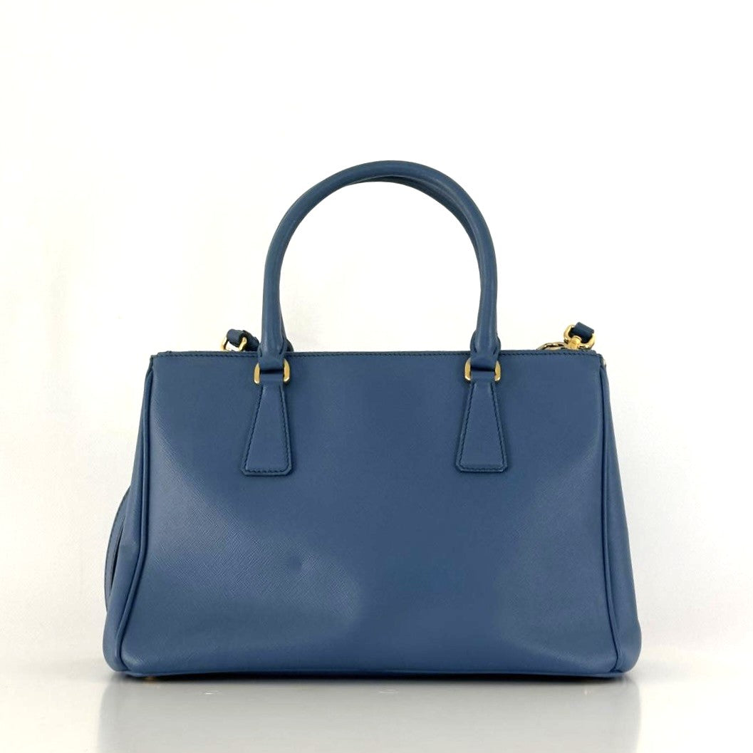 Sac à main PRADA Galleria cuir bleu