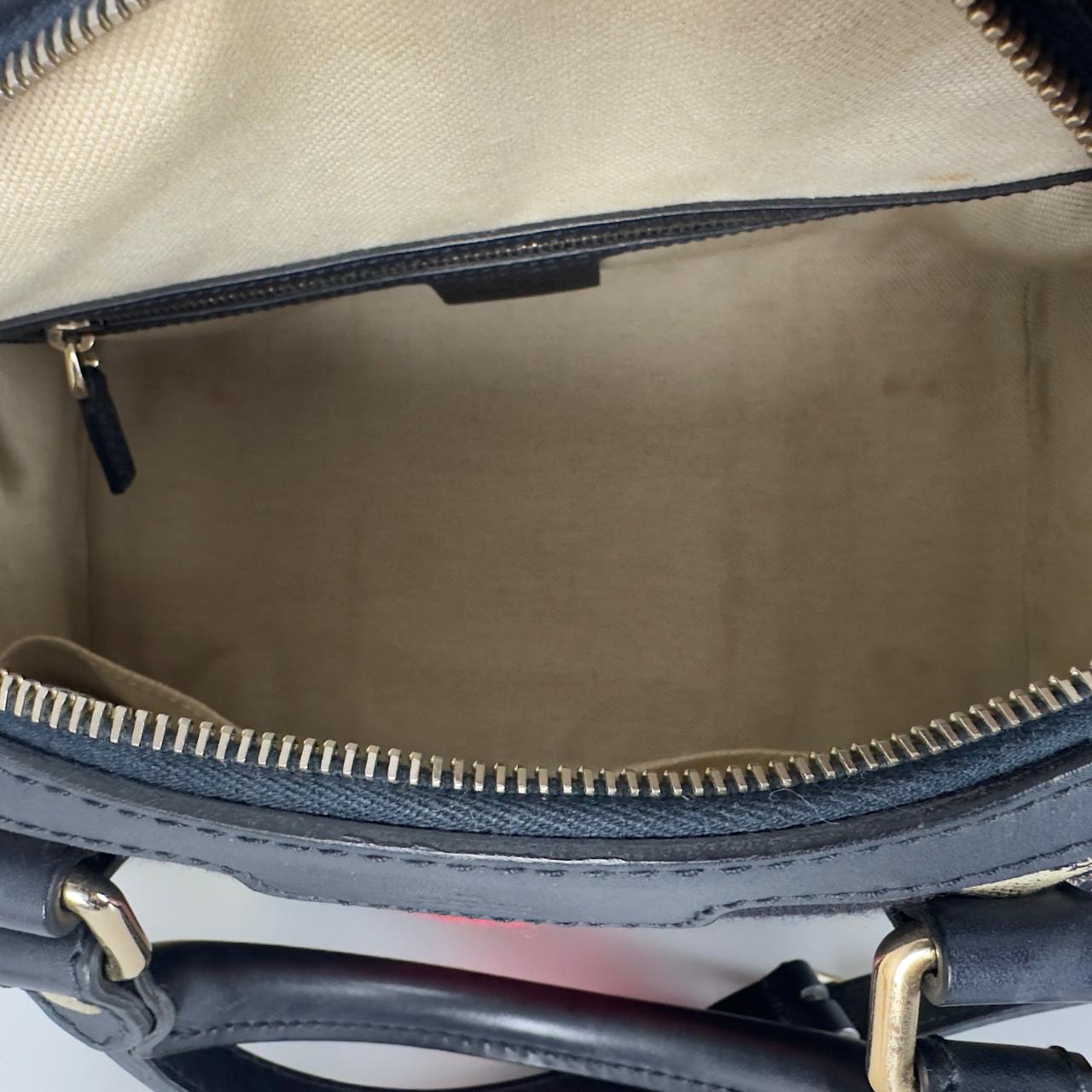 Sac à main GUCCI Boston Small toile et cuir bleu nuit