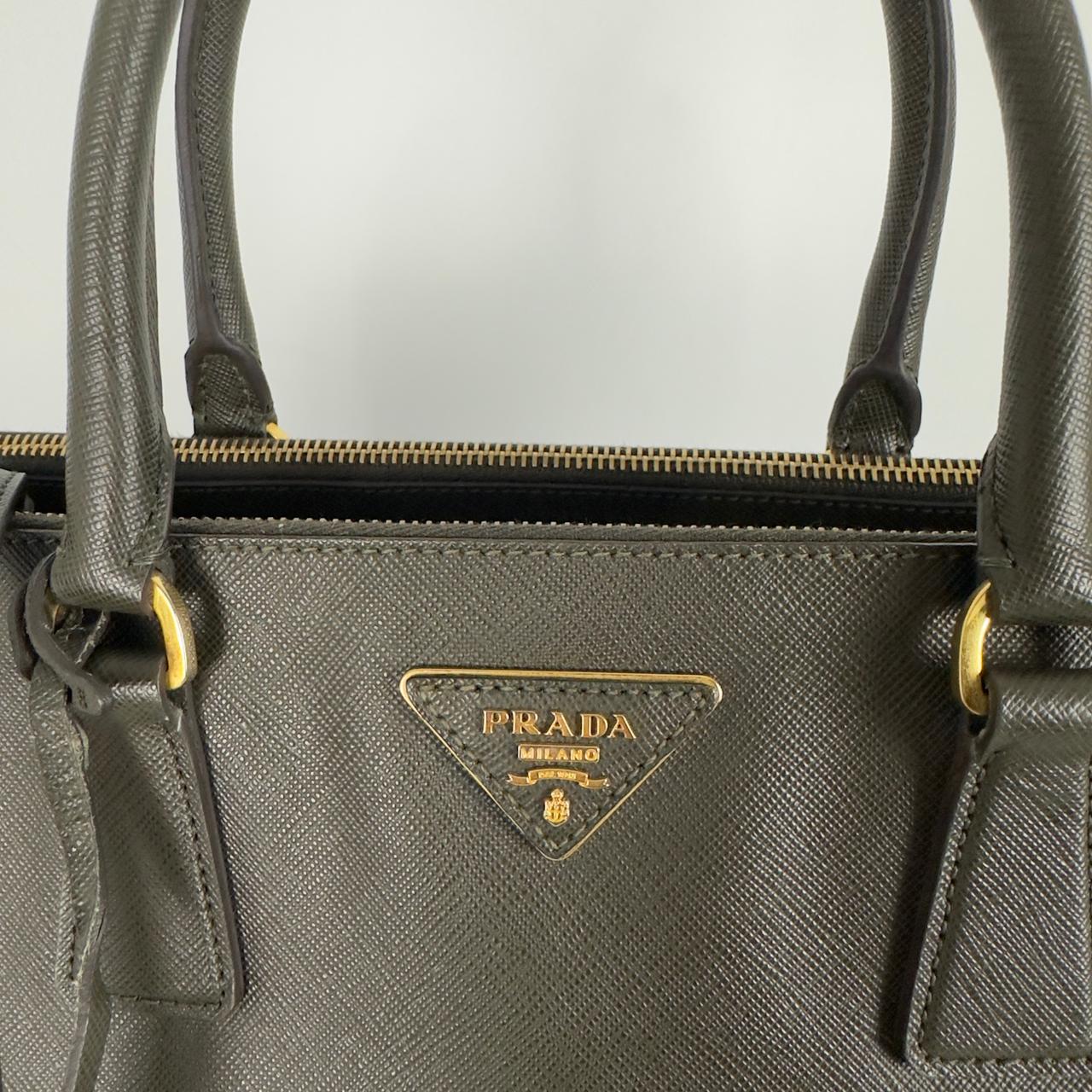 PRADA Galleria khaki leather handbag