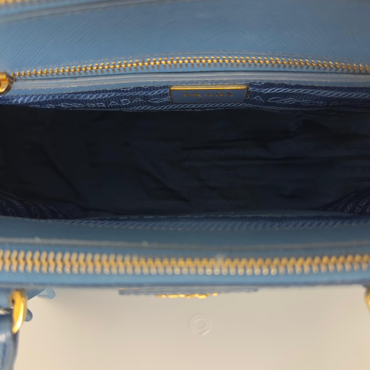 Sac à main PRADA Galleria cuir bleu