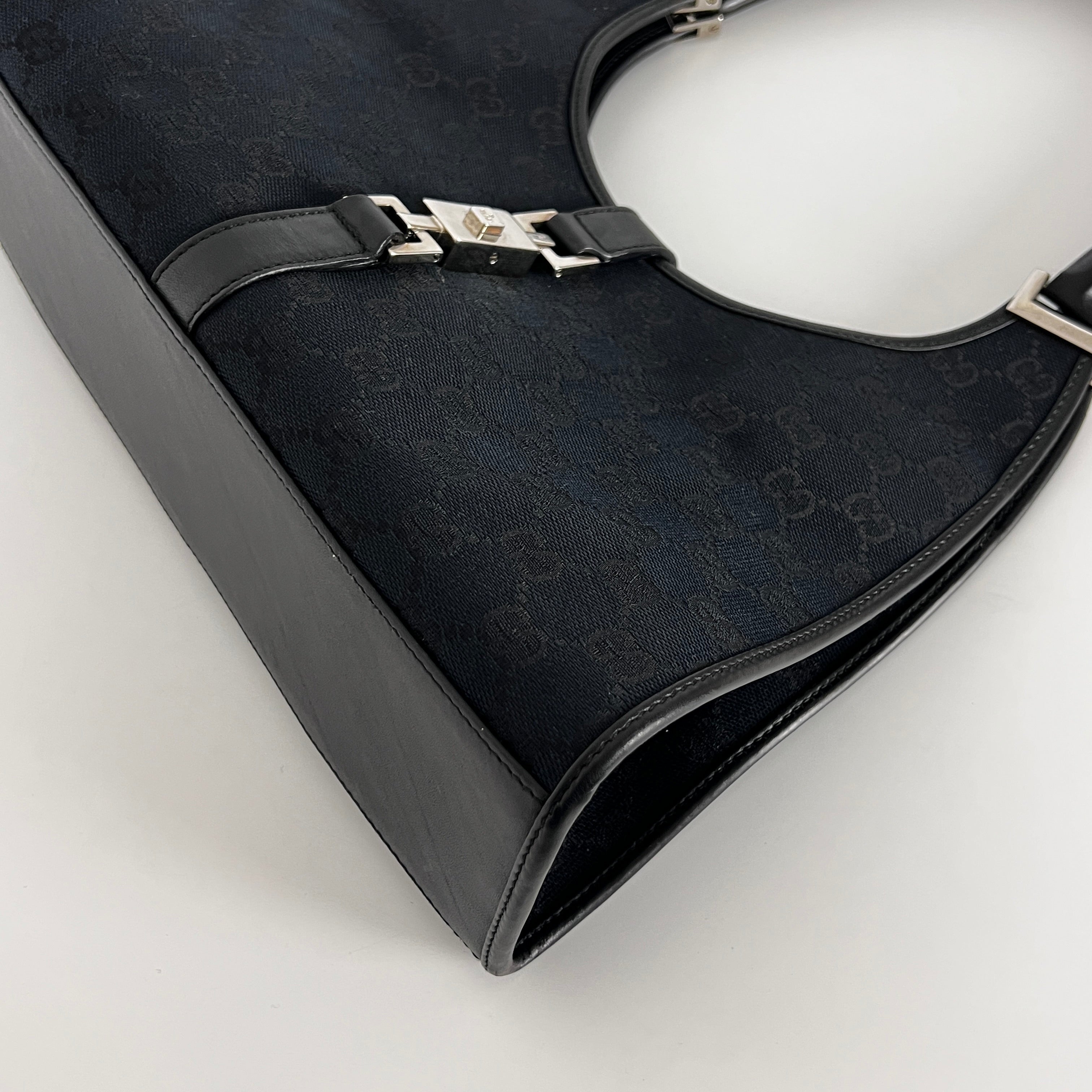 Sac à main GUCCI Jackie toile et cuir noir