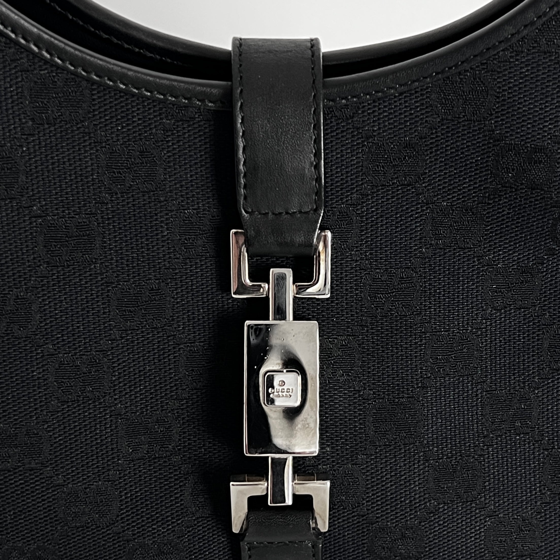 Sac à main GUCCI Jackie toile et cuir noir