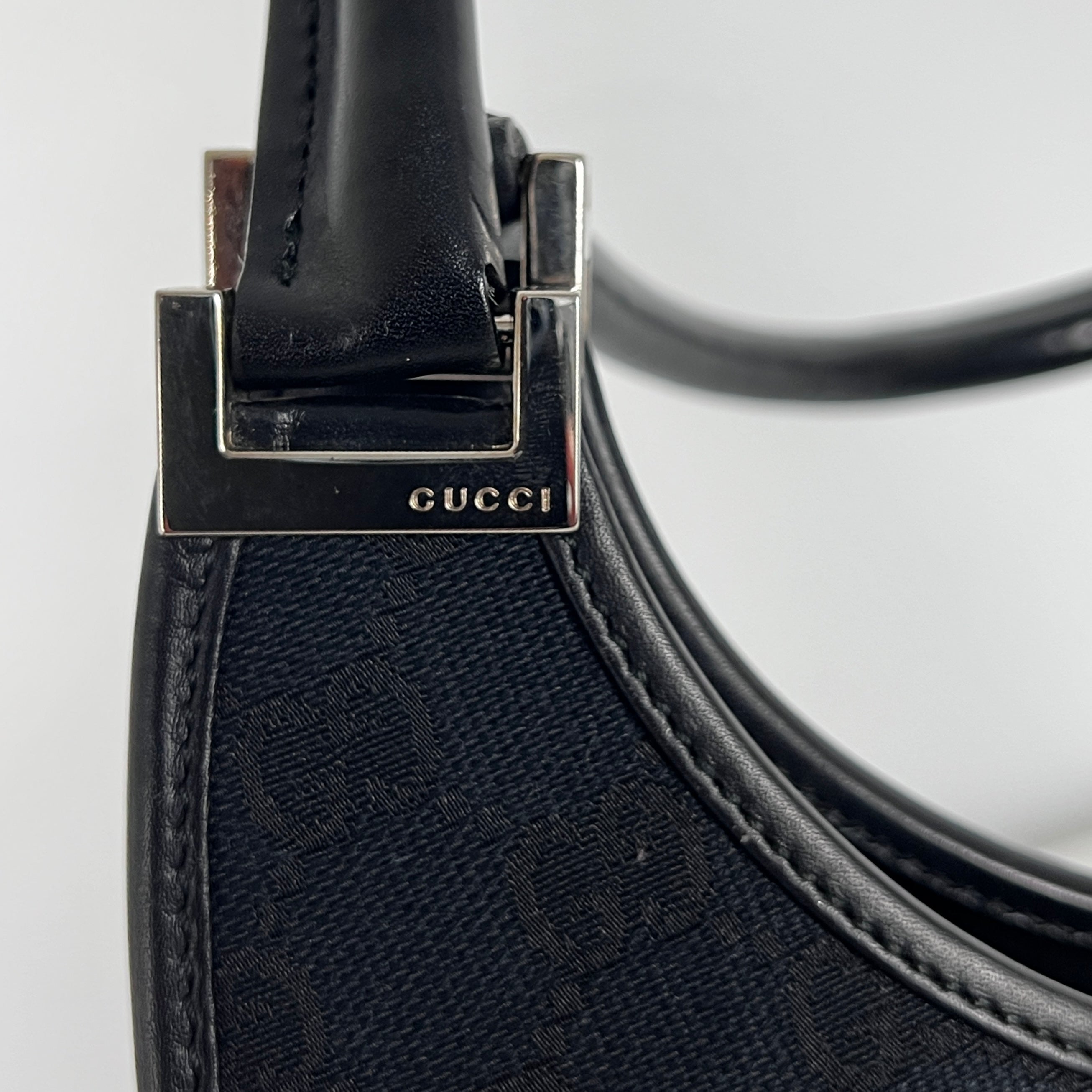 Sac à main GUCCI Jackie toile et cuir noir