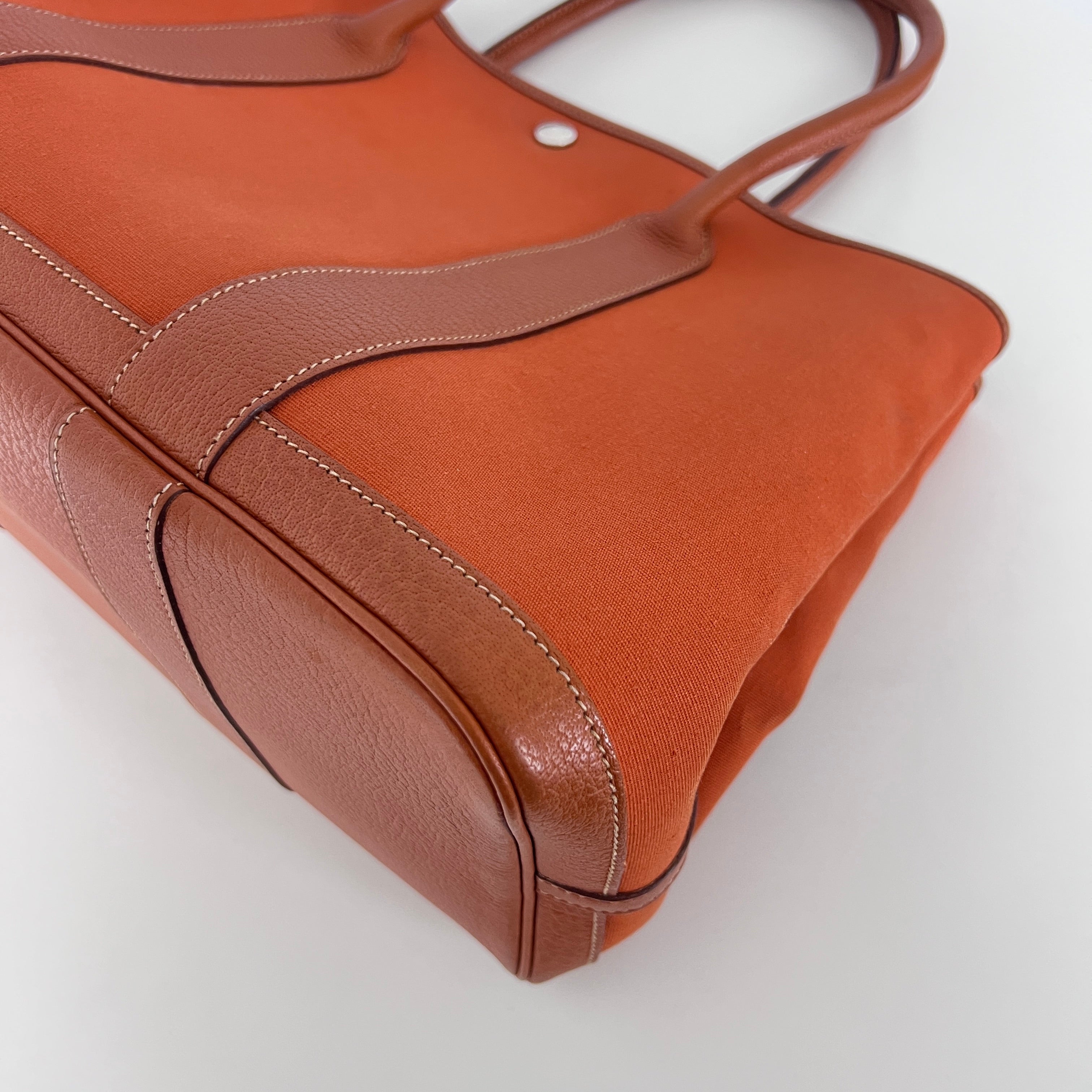 Sac à main HERMÈS Garden Party toile et cuir orange