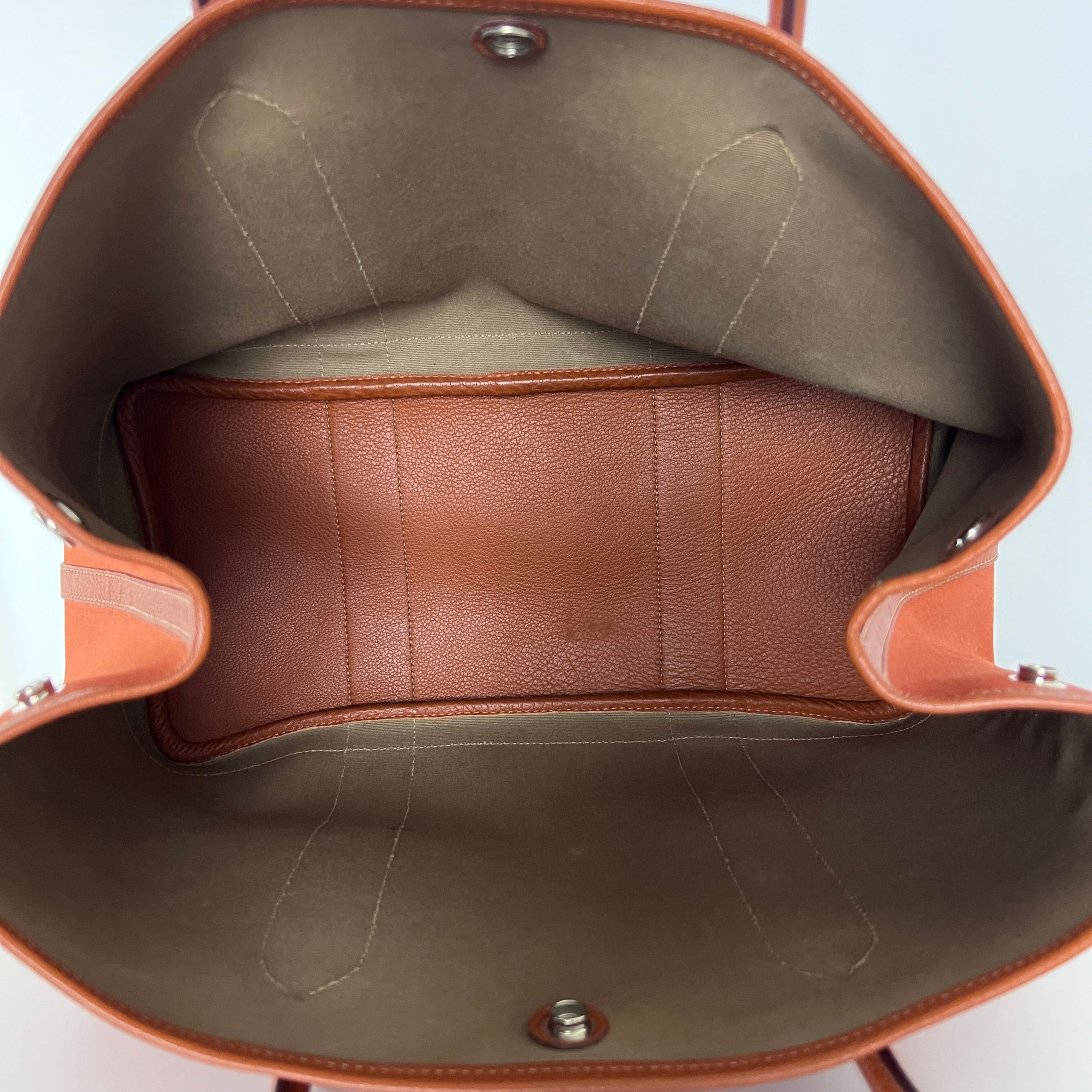 Sac à main HERMÈS Garden Party toile et cuir orange