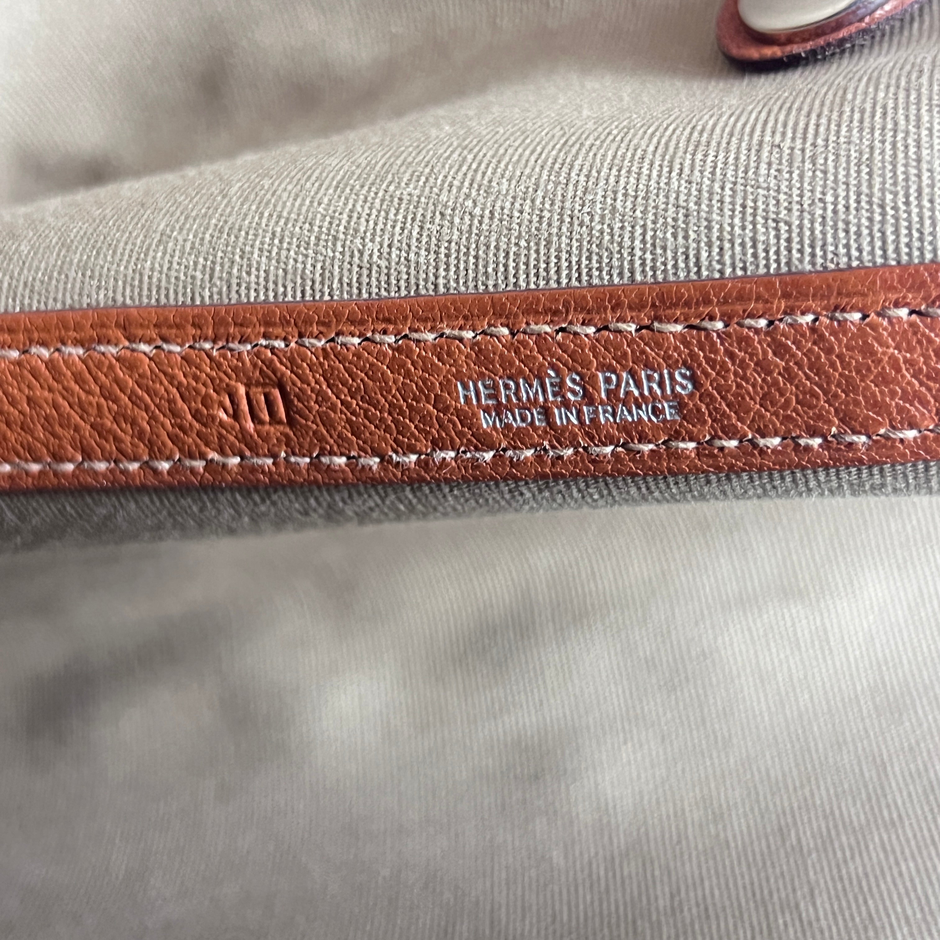 Sac à main HERMÈS Garden Party toile et cuir orange