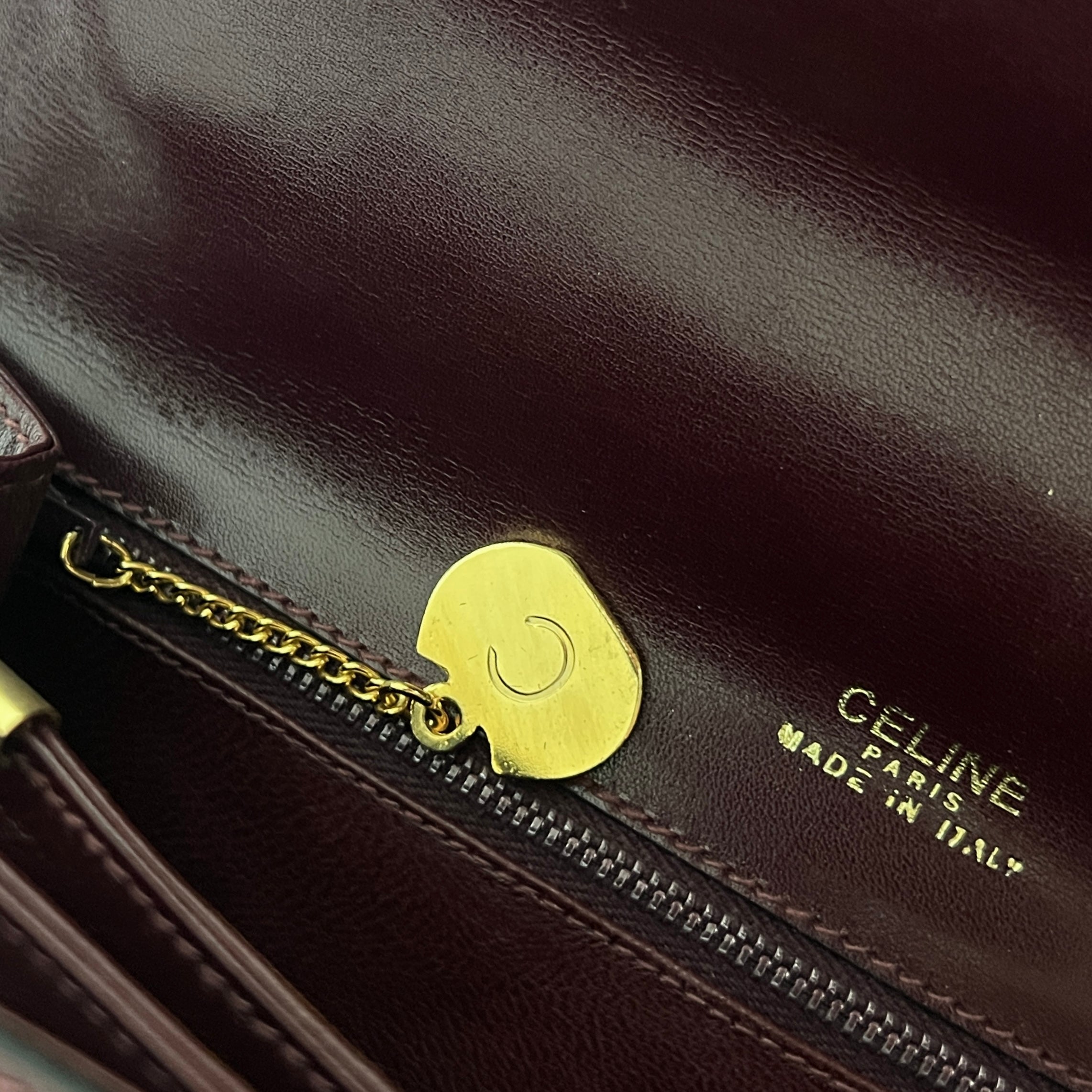 Sac à main CELINE Triomphe cuir bordeaux