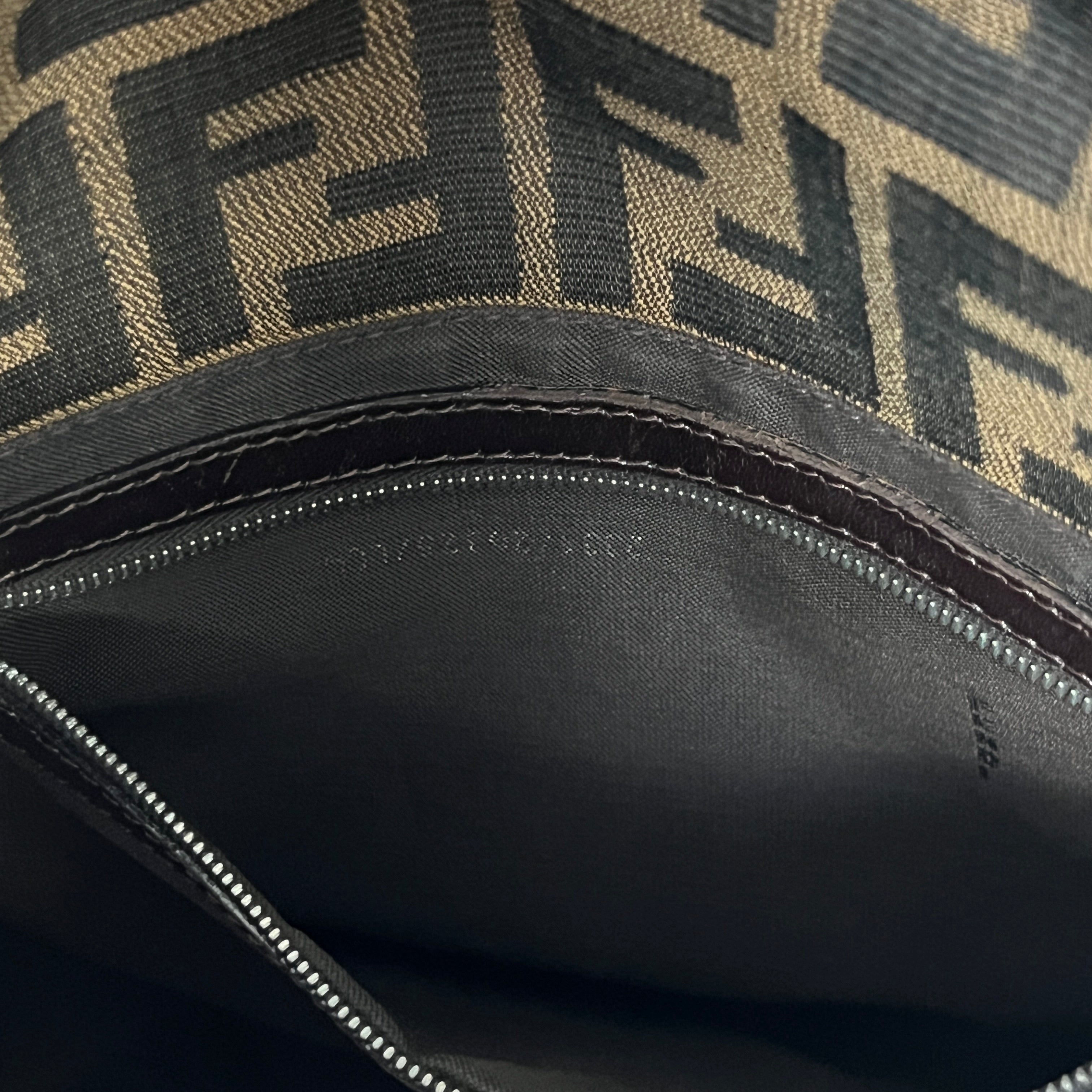 Sac à main FENDI Mamma toile et cuir marron