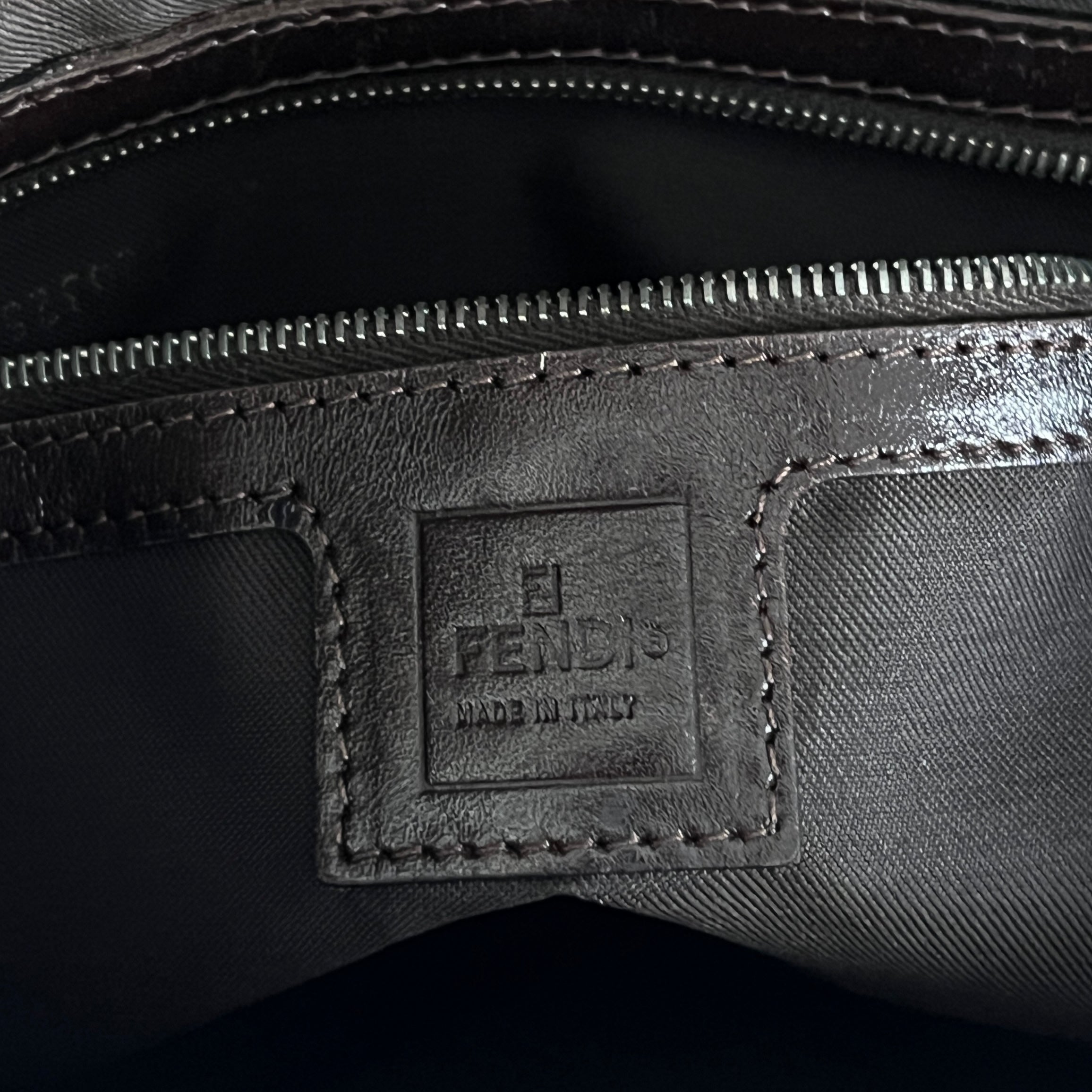 Sac à main FENDI Mamma toile et cuir marron