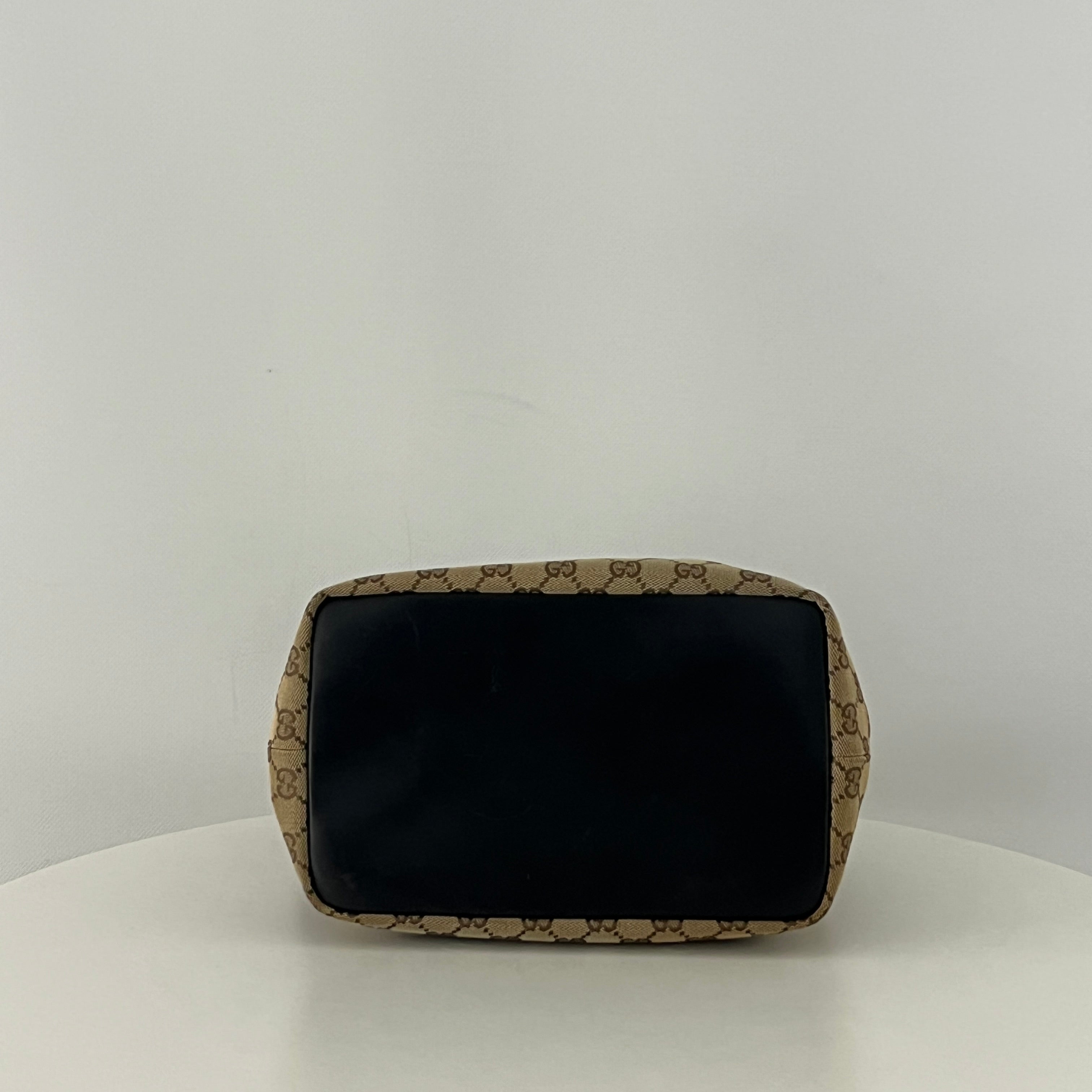 Sac à main GUCCI Hobo Bamboo toile et cuir marron