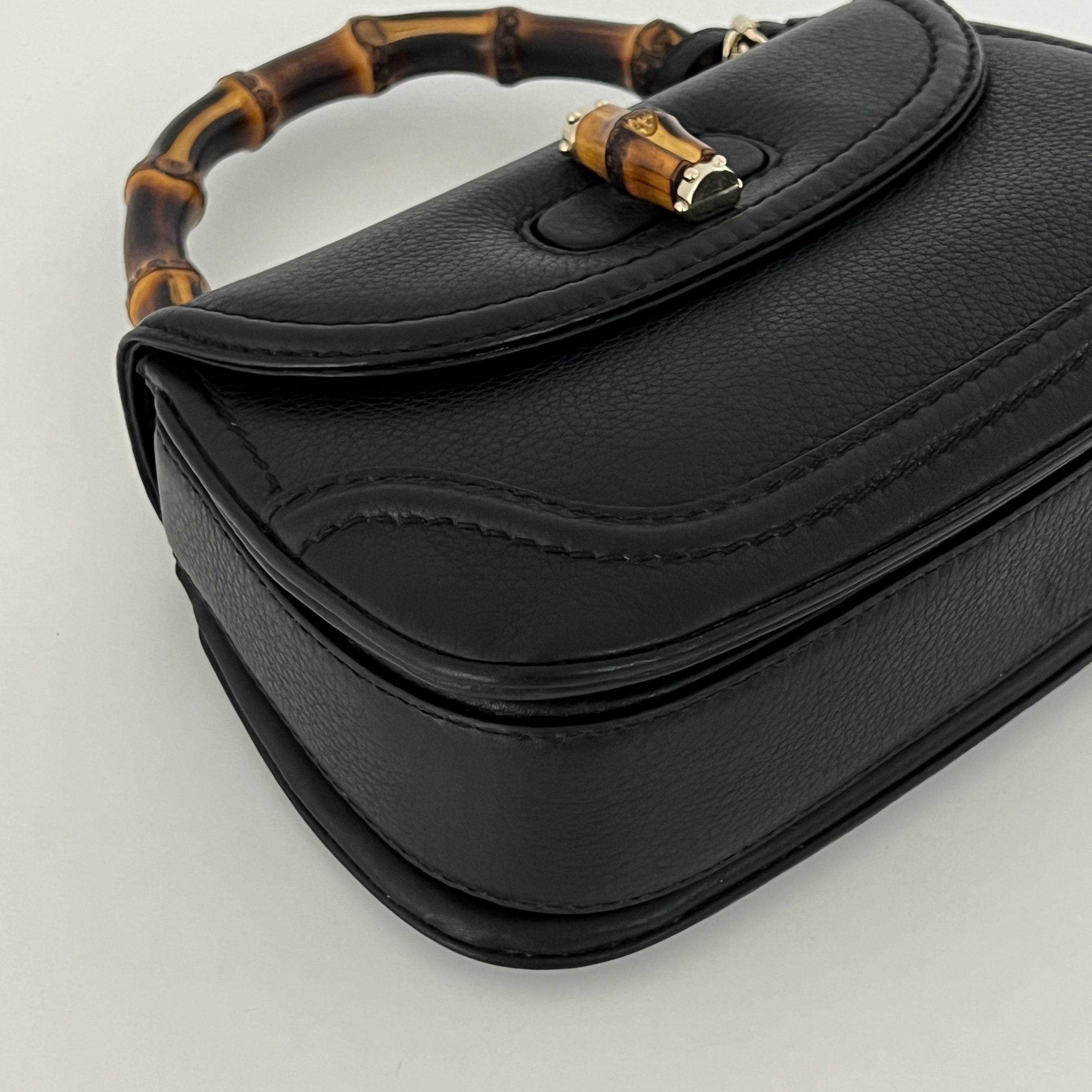 Sac à main GUCCI Bamboo 1947 cuir noir
