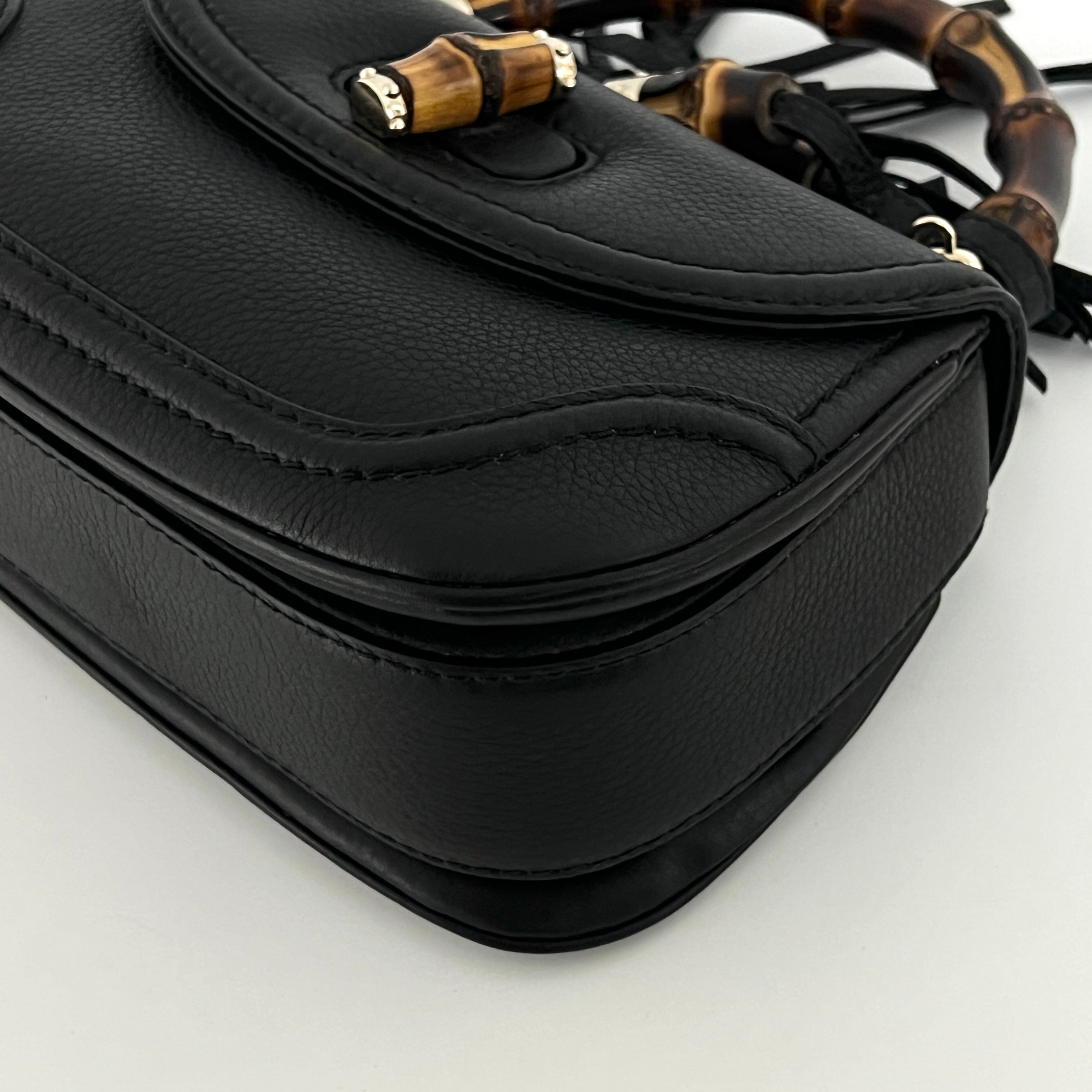 Sac à main GUCCI Bamboo 1947 cuir noir