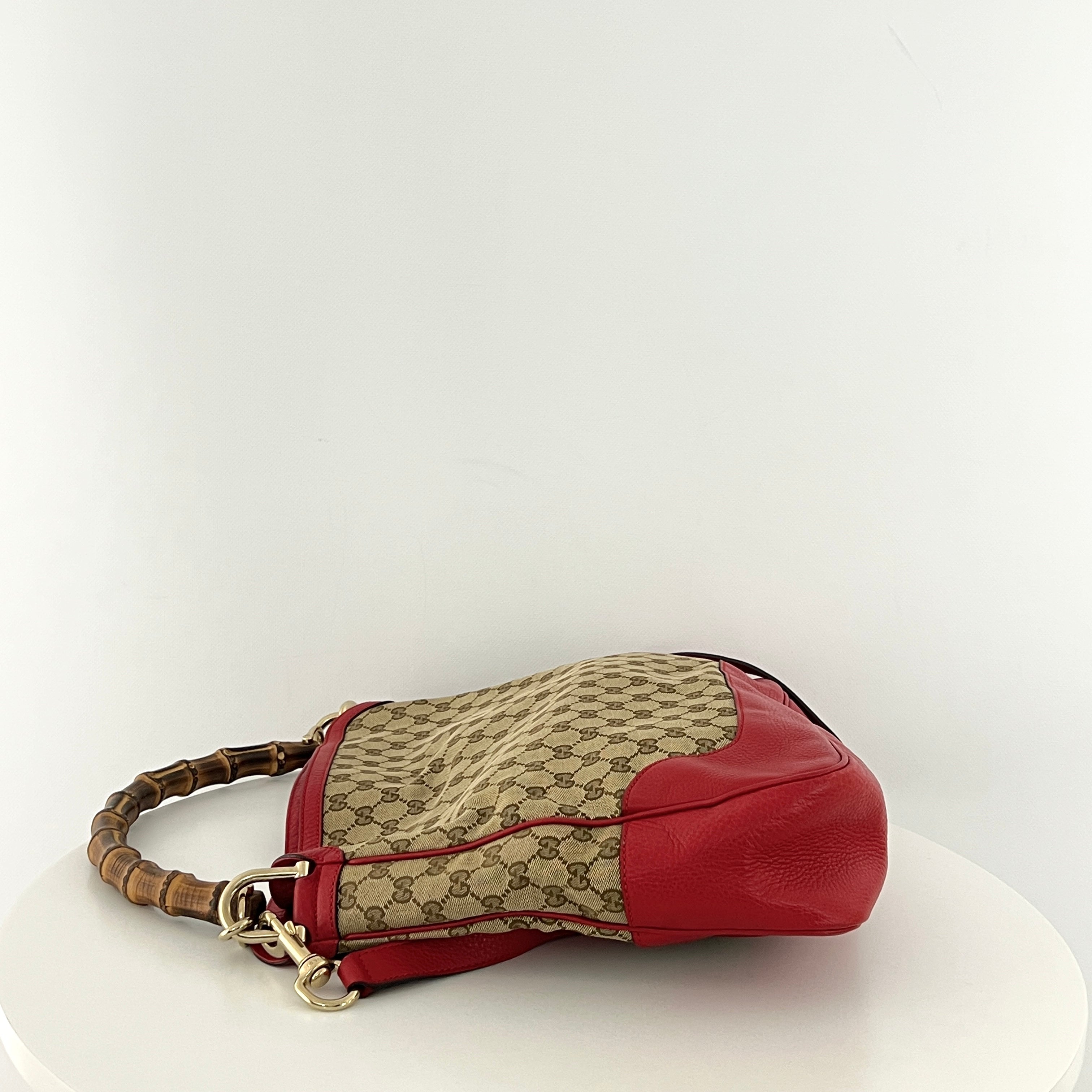 Sac à main GUCCI Diana Bamboo toile et cuir marron