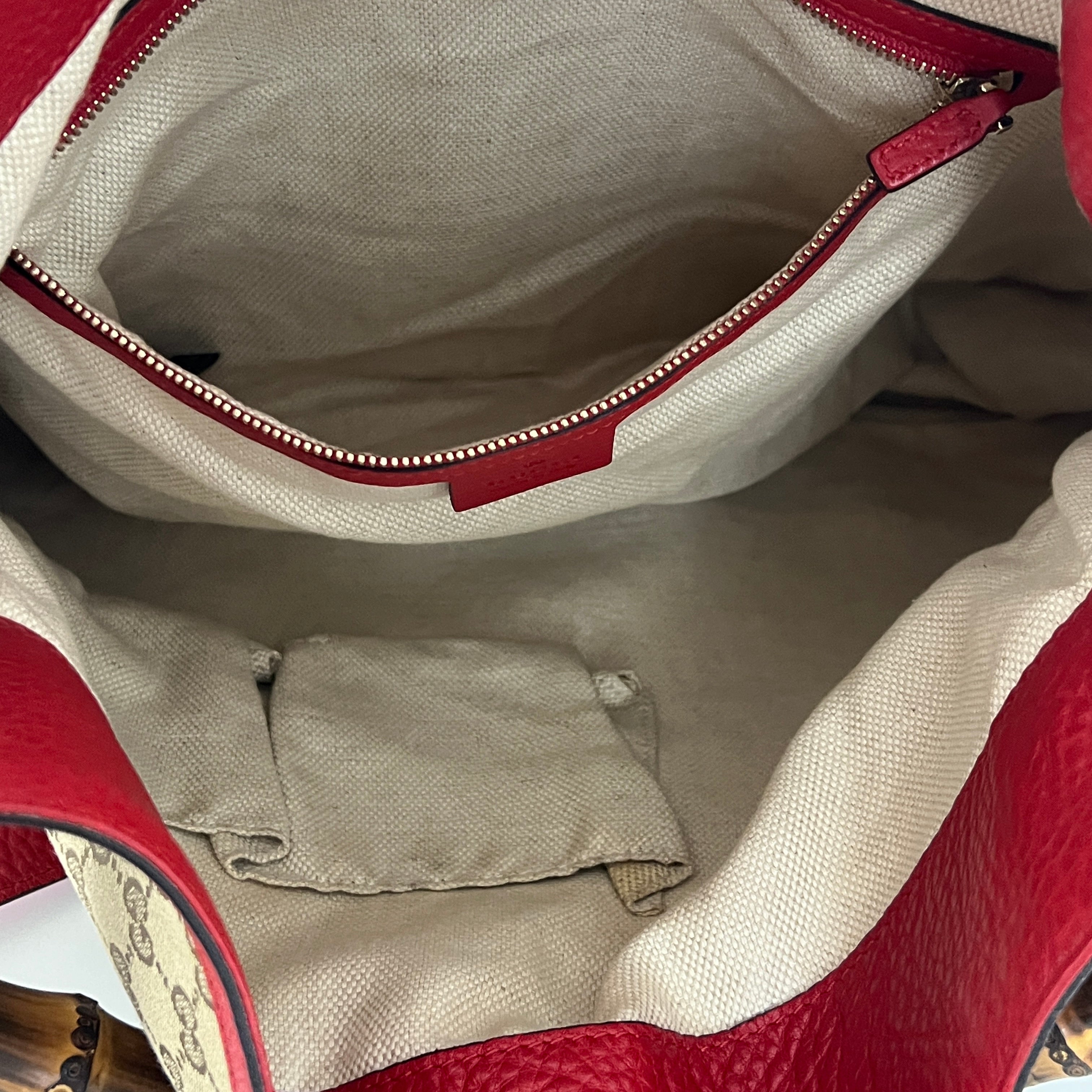 Sac à main GUCCI Diana Bamboo toile et cuir marron