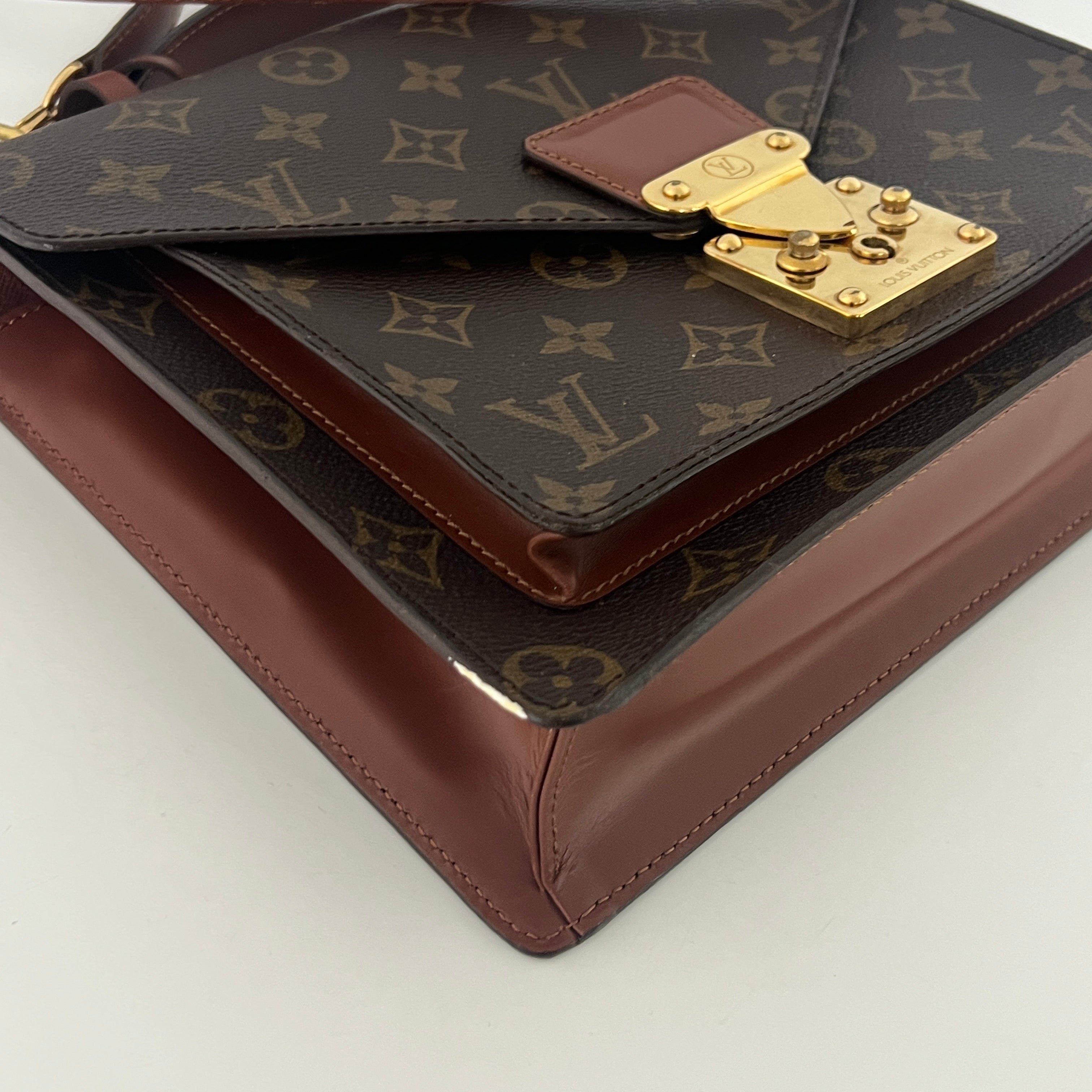 Sac à main LOUIS VUITTON Monceau toile et cuir marron