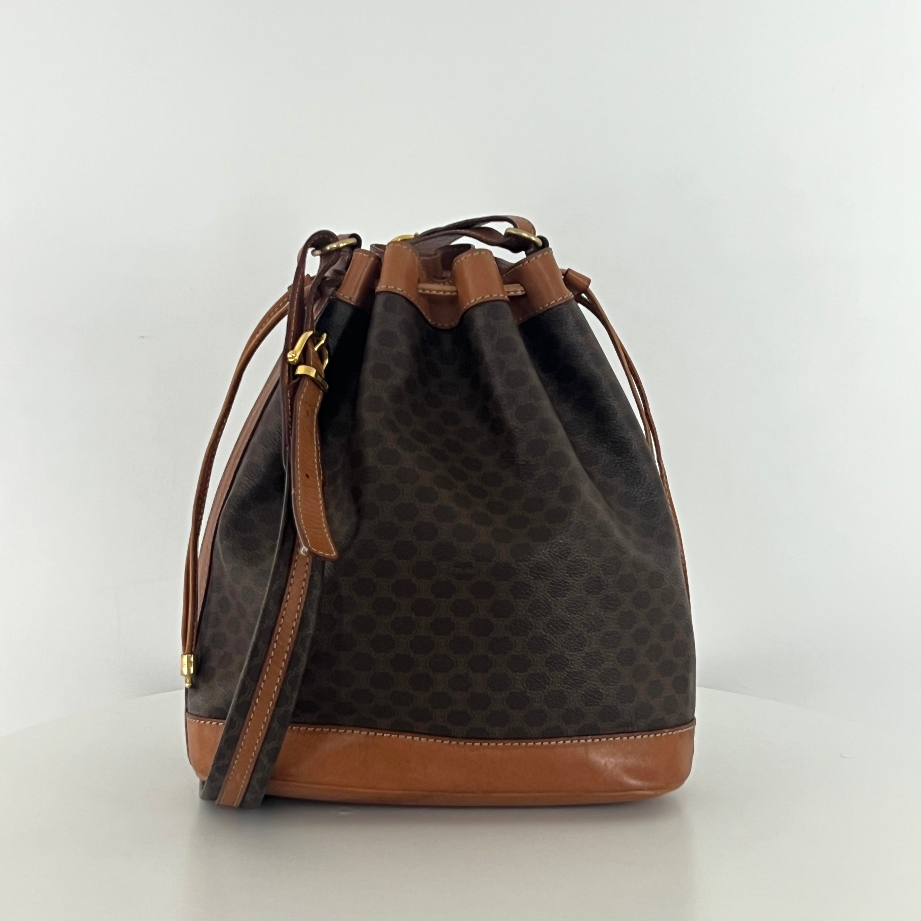 Sac à main CELINE Seau toile et cuir marron