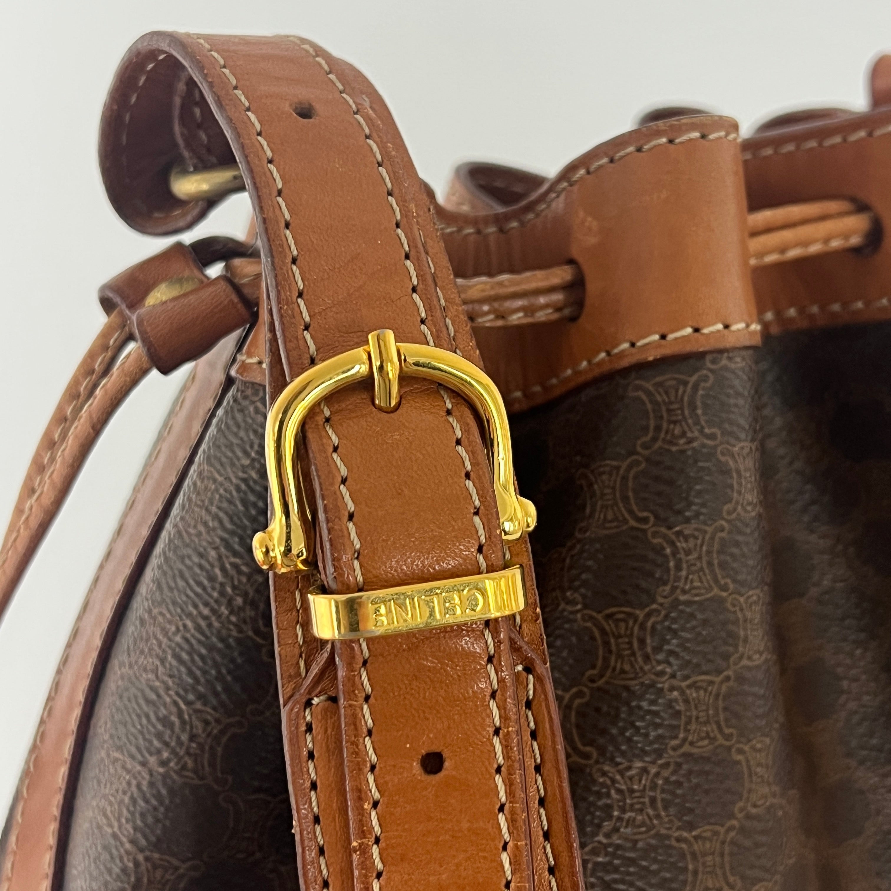 Sac à main CELINE Seau toile et cuir marron