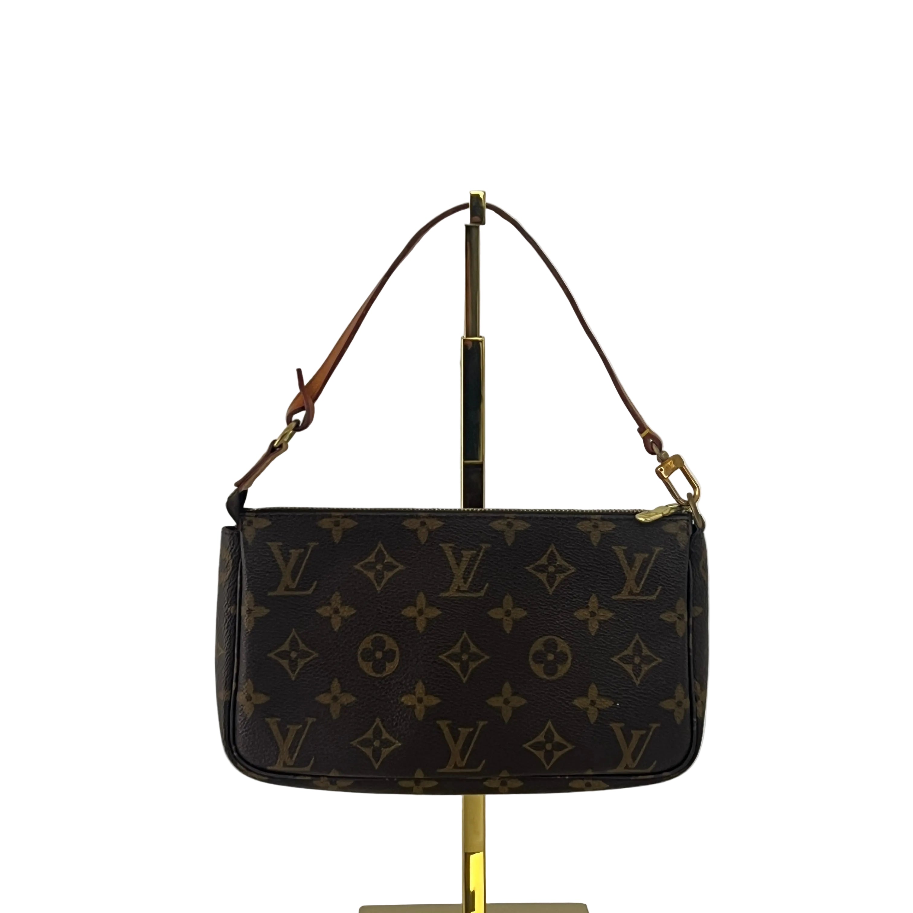 Sac à main LOUIS VUITTON Pochette Accessoires toile et cuir marron