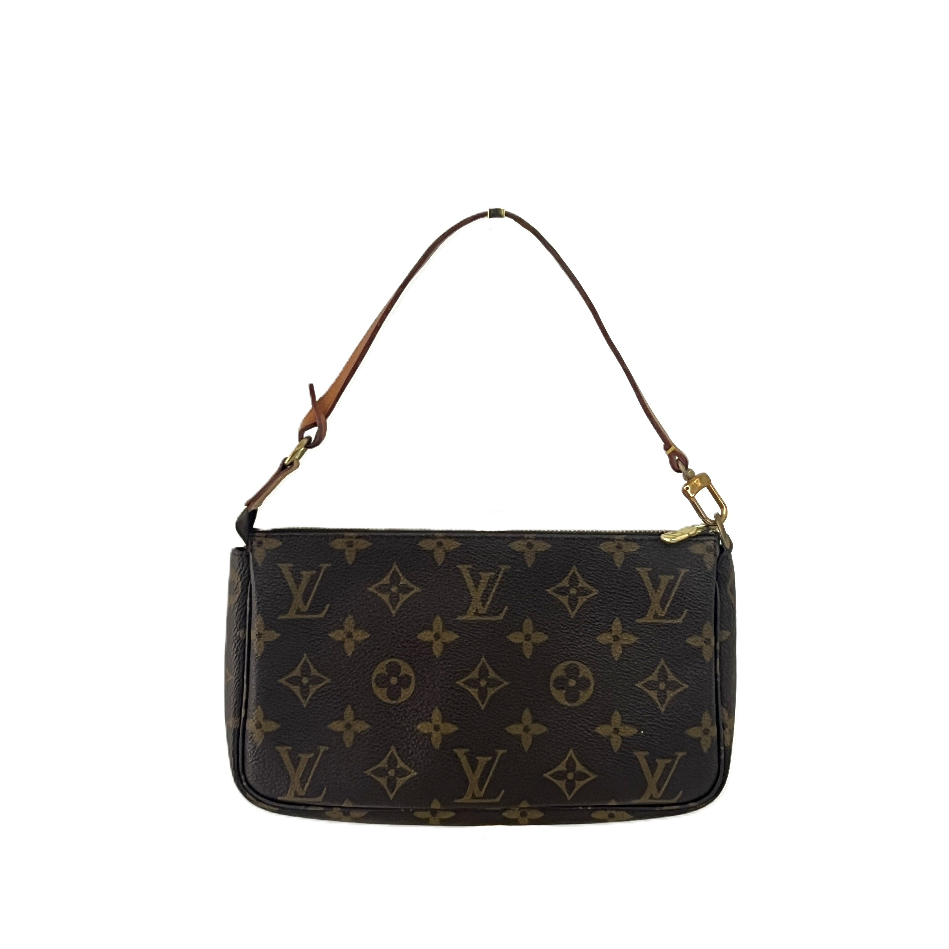 LOUIS VUITTON Pochette Accessoires handbag in brown canvas and leather