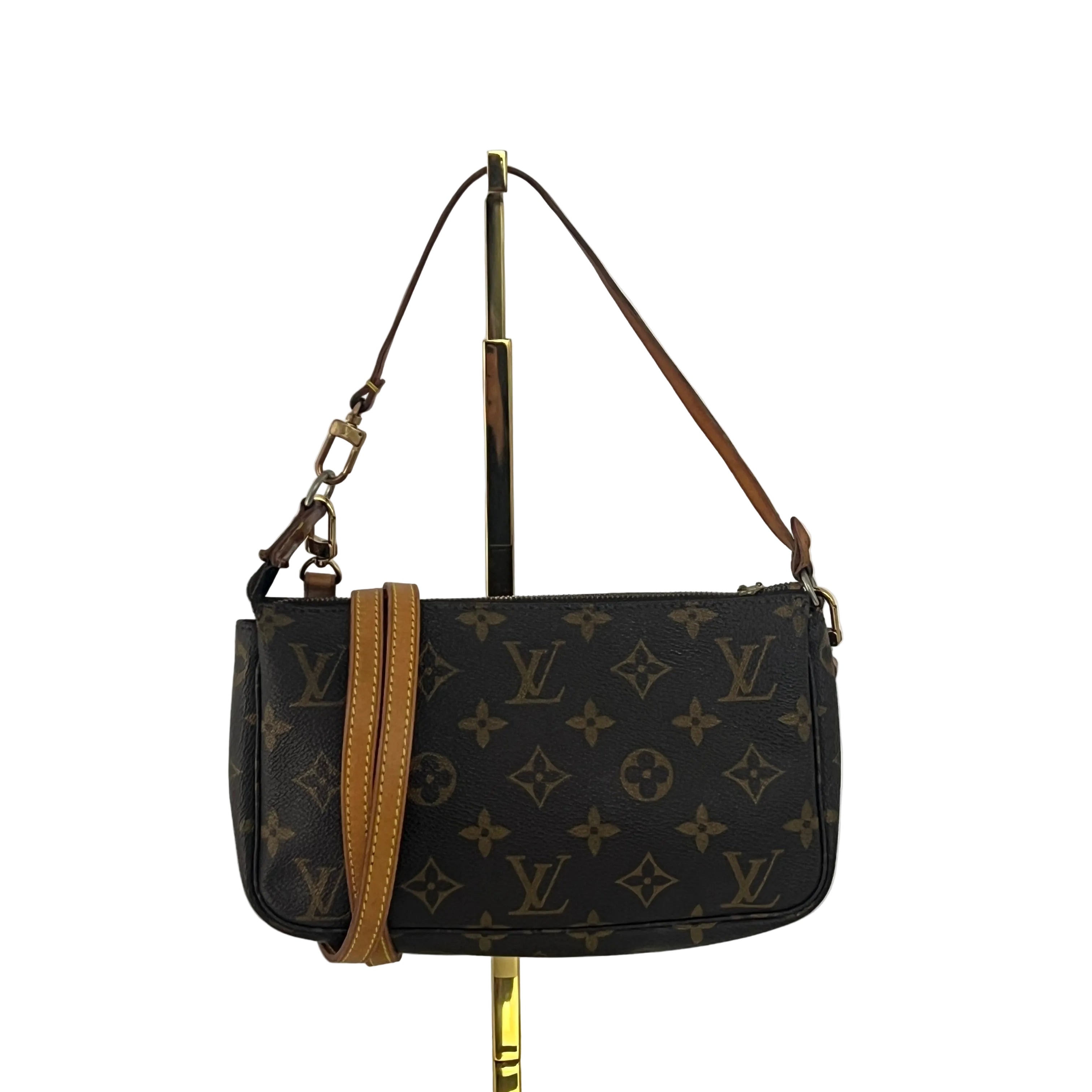 Sac à main LOUIS VUITTON Pochette Accessoires toile et cuir marron