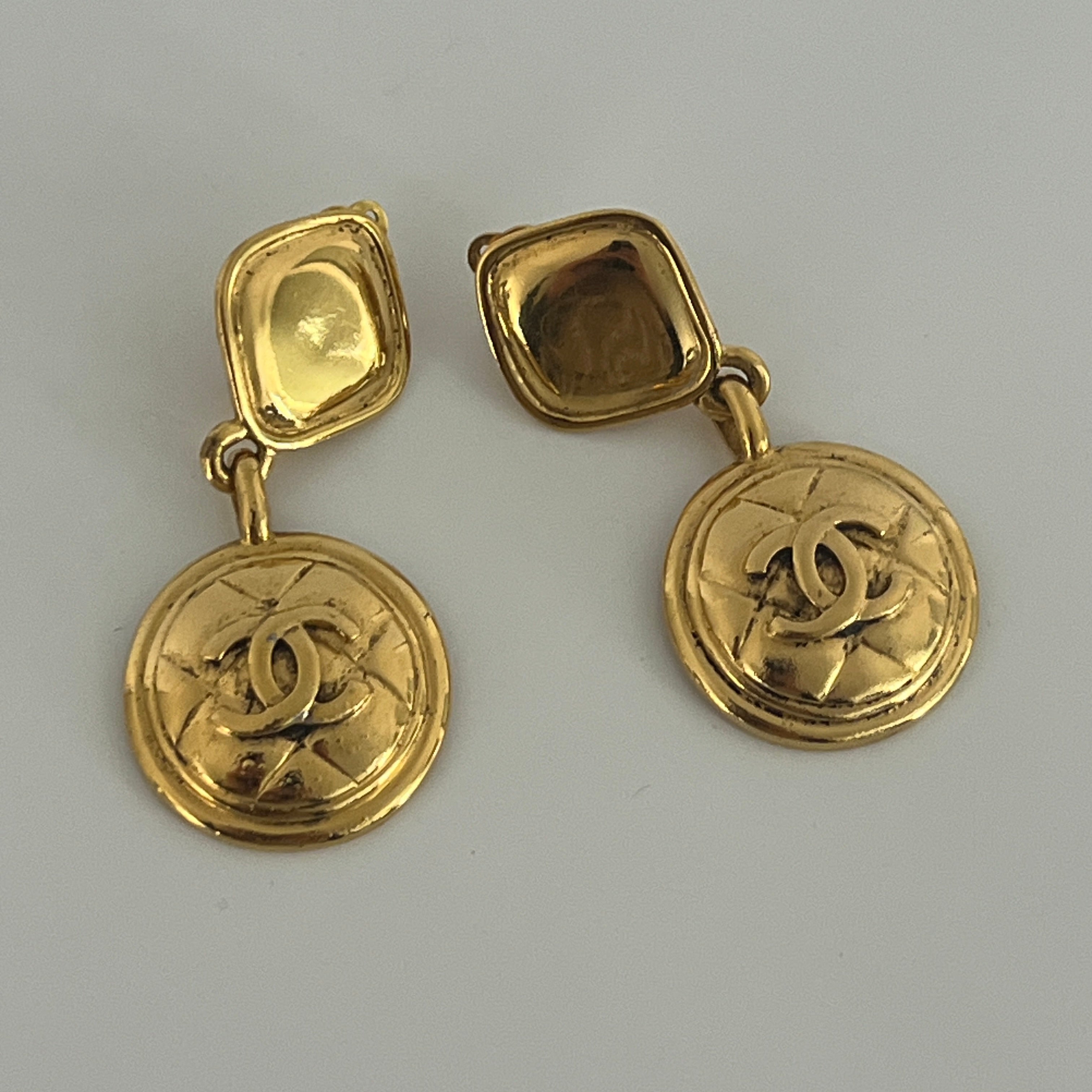 CHANEL Quilted CC Clip-On Earrings